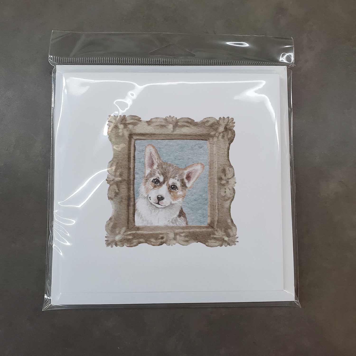 Corgi Red White Puppy Square Greeting Cards and Envelopes Pack of 8 - the-store.com