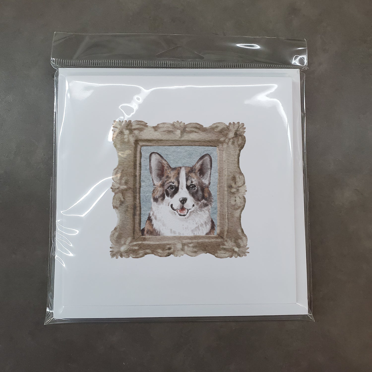 Corgi Dapple Front View Square Greeting Cards and Envelopes Pack of 8 - the-store.com