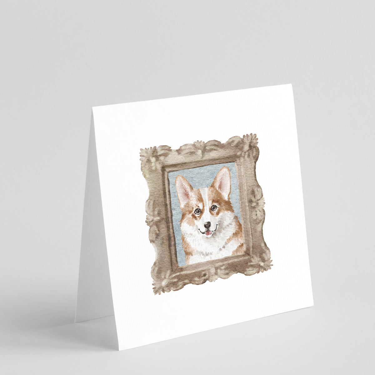 Buy this Corgi Red White Front View 2 Square Greeting Cards and Envelopes Pack of 8