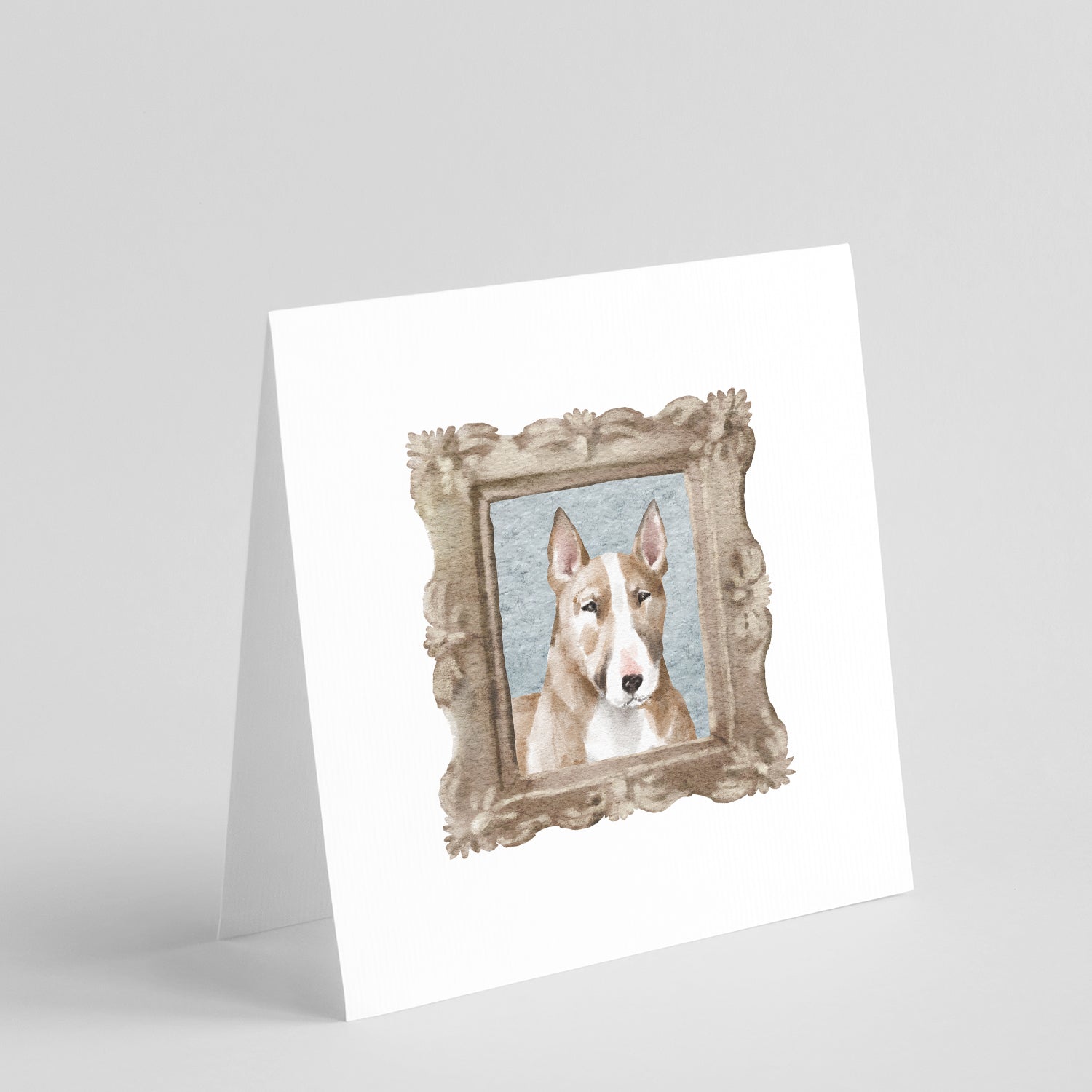 Buy this Bull Terrier Red White Square Greeting Cards and Envelopes Pack of 8