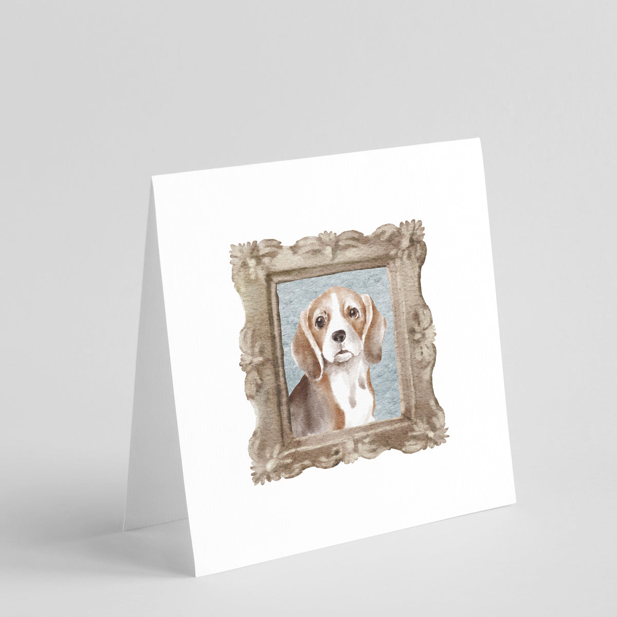 Buy this Beagle Tricolor Front View Square Greeting Cards and Envelopes Pack of 8