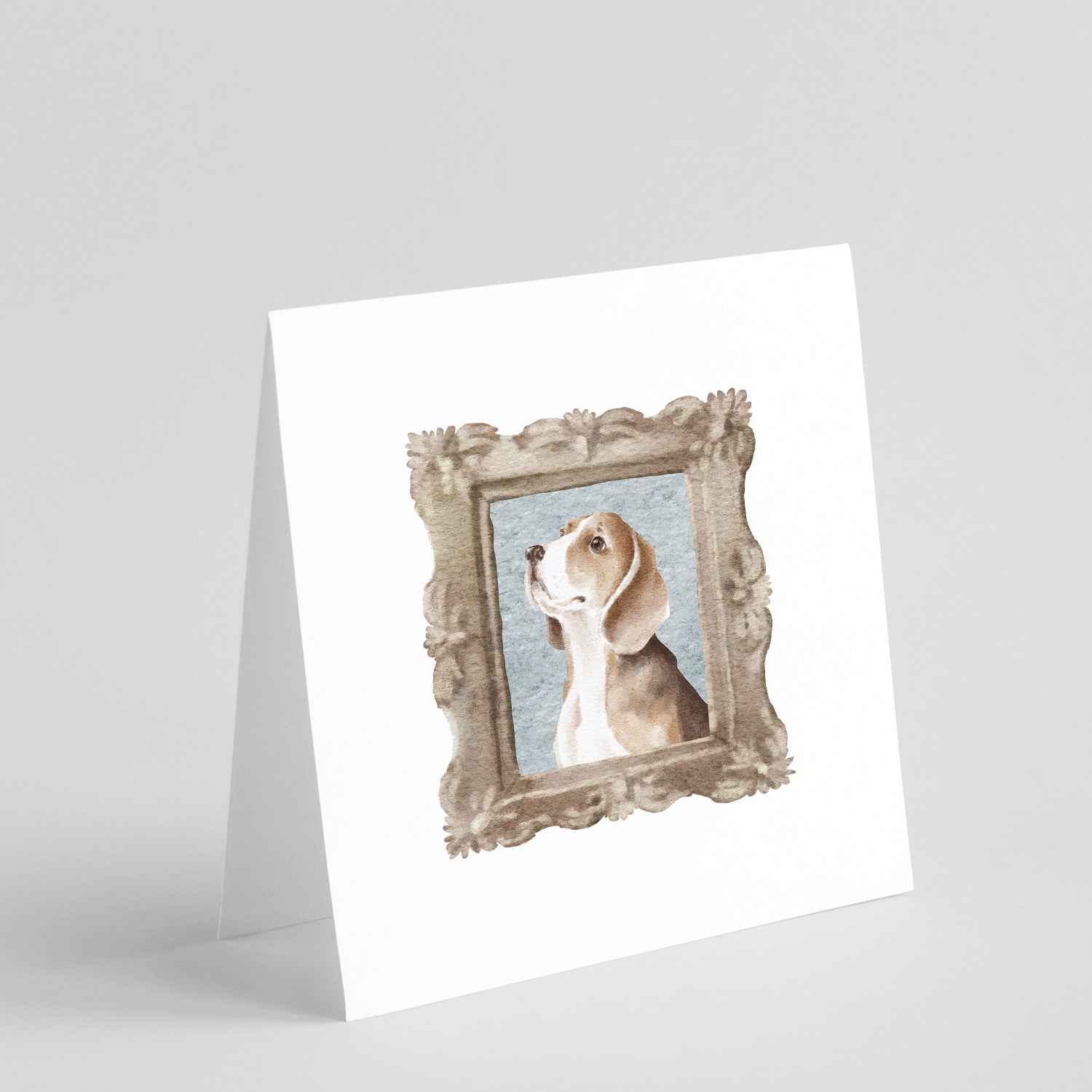 Buy this Beagle Tricolor Side View Square Greeting Cards and Envelopes Pack of 8