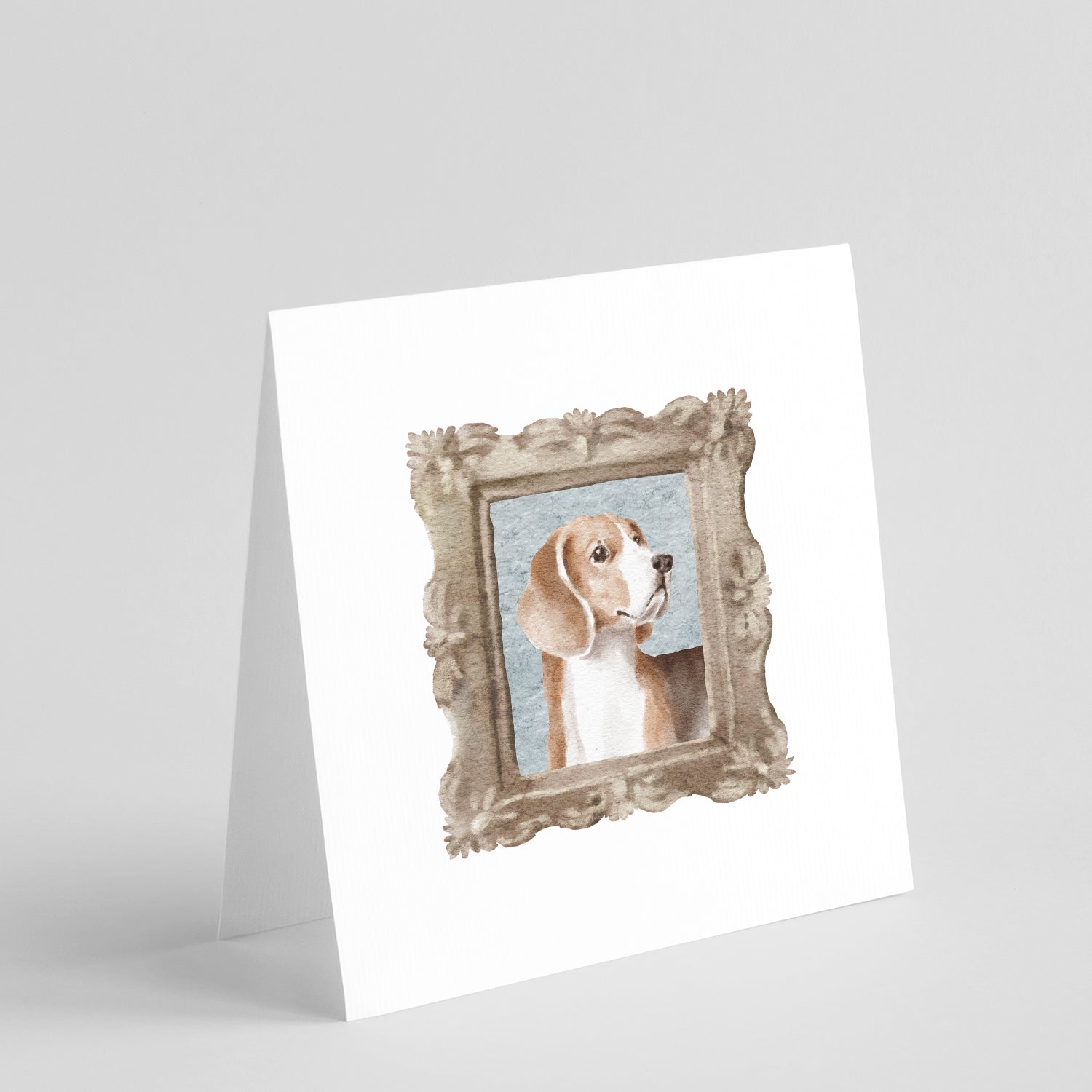 Buy this Beagle Tricolor Side View 2 Square Greeting Cards and Envelopes Pack of 8