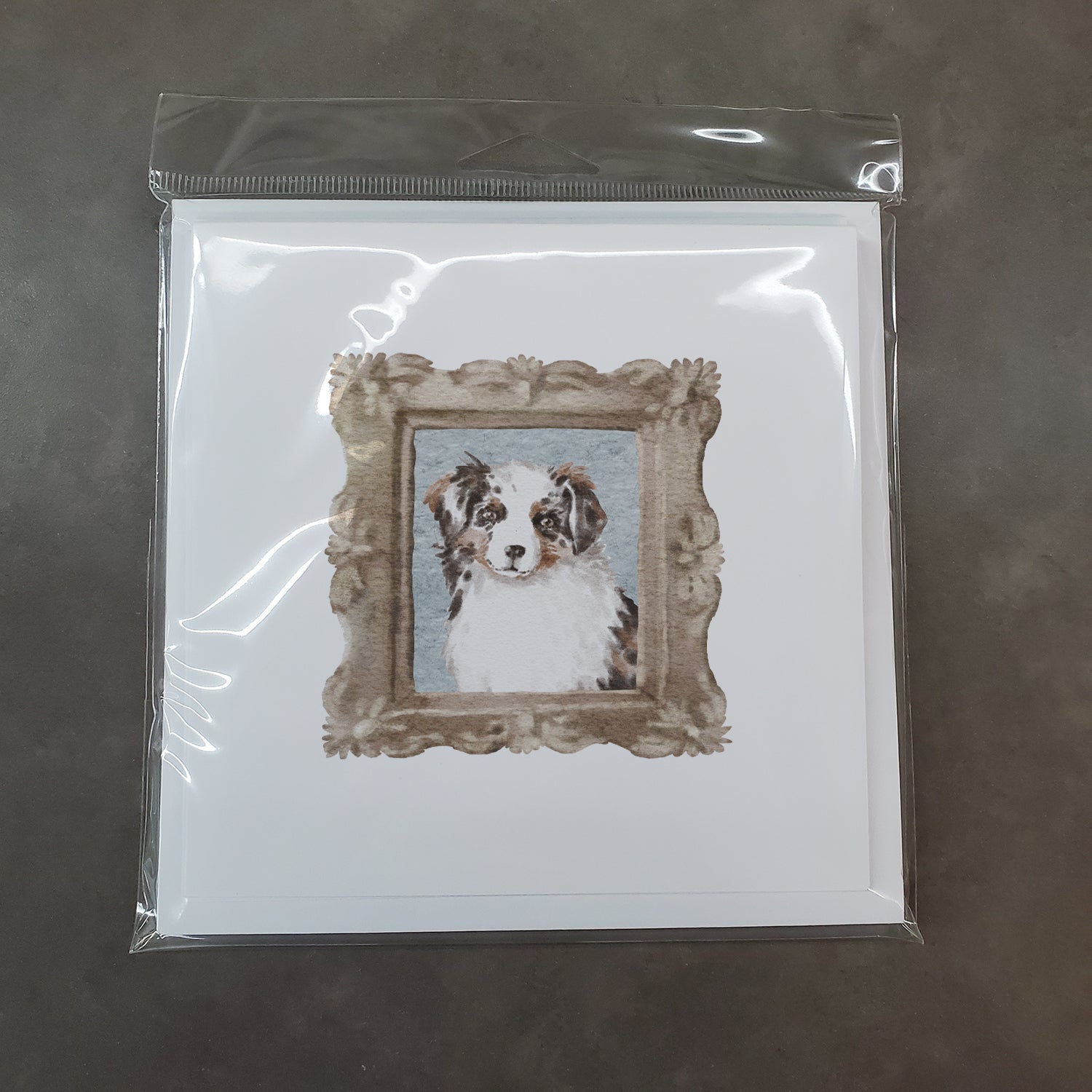 Australian Shepherd Merle Front View Square Greeting Cards and Envelopes Pack of 8 - the-store.com