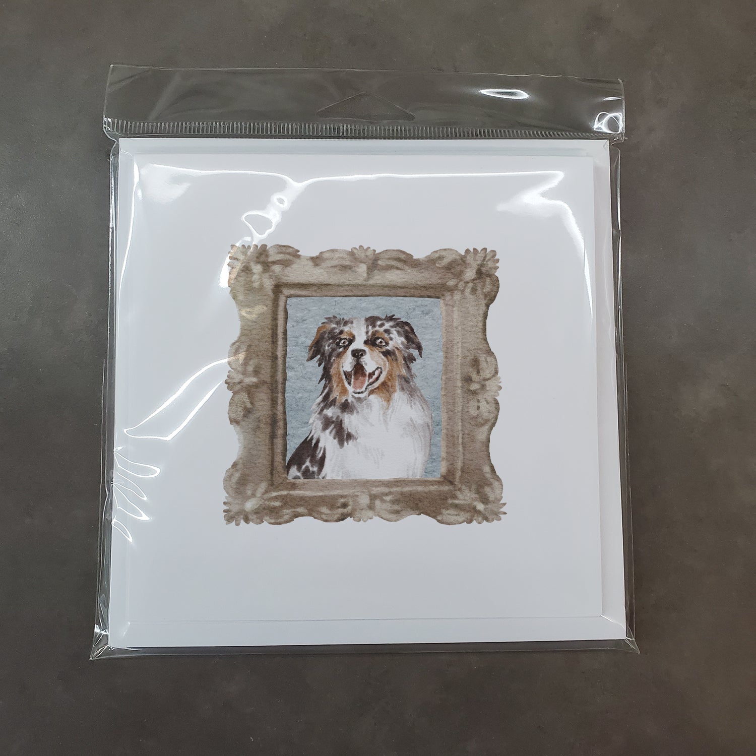 Australian Shepherd Merle Smile Square Greeting Cards and Envelopes Pack of 8 - the-store.com