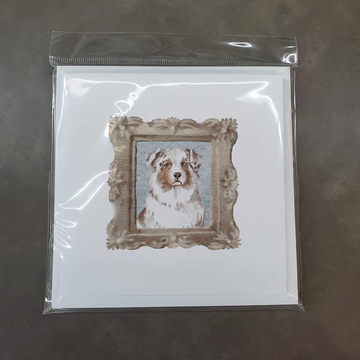 Australian Shepherd Red White Square Greeting Cards and Envelopes Pack of 8 - the-store.com