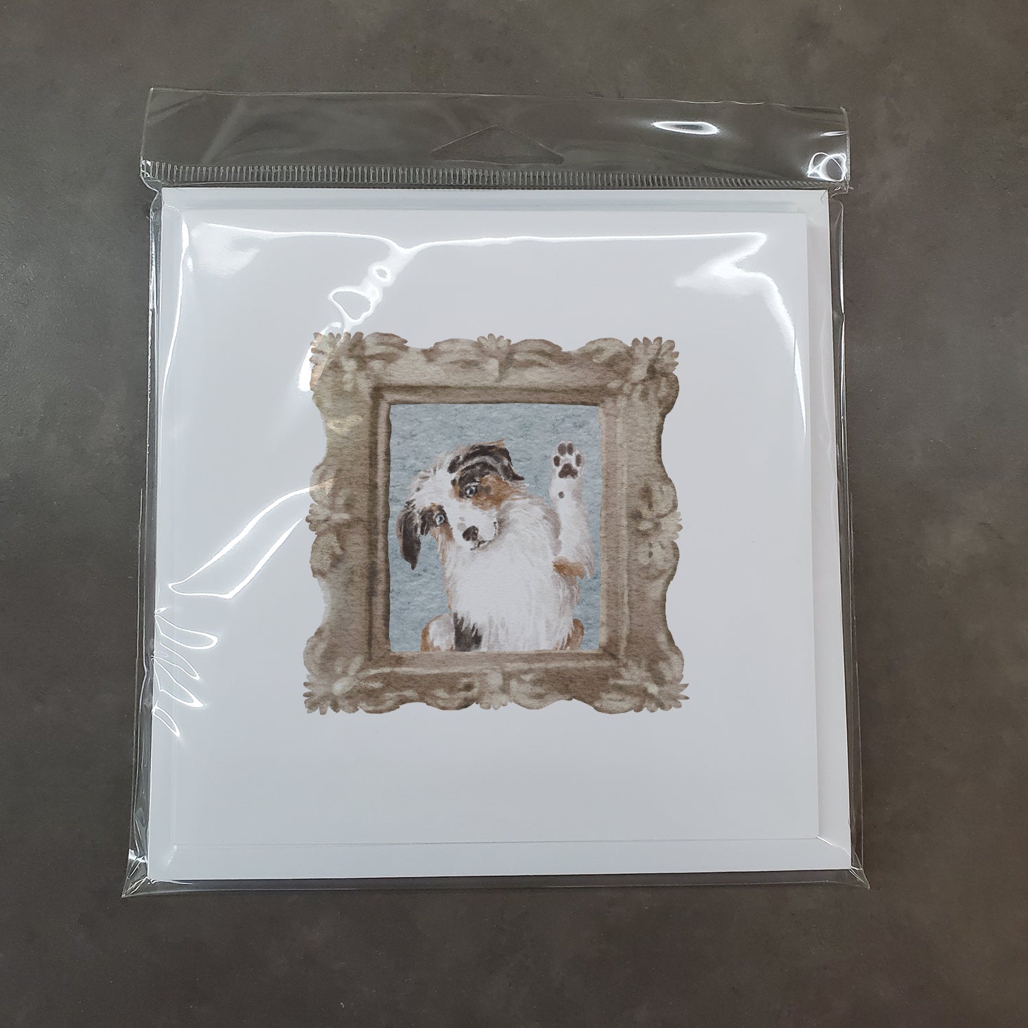 Australian Shepherd Merle Hello Square Greeting Cards and Envelopes Pack of 8 - the-store.com