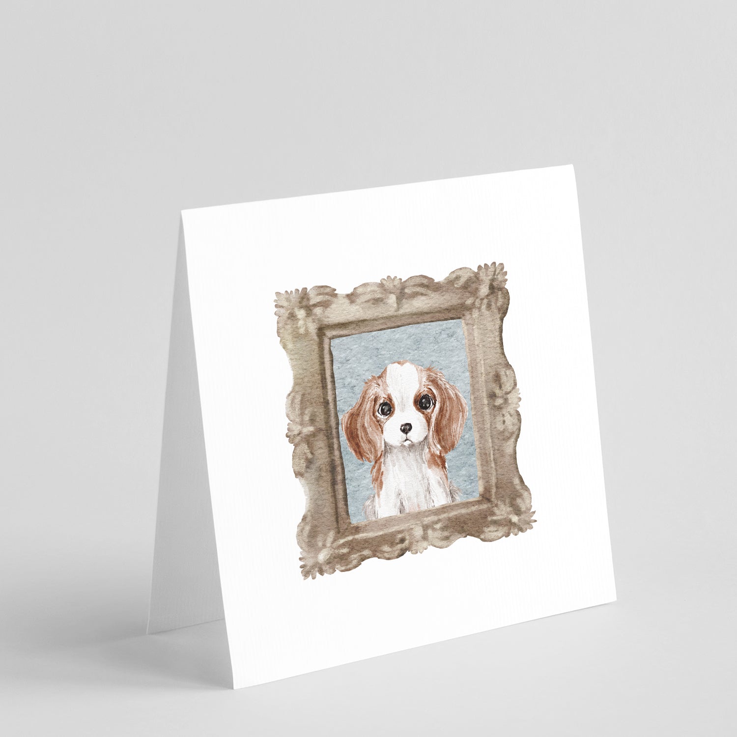 Buy this Cavalier King Charles Spaniel Red White Puppy Square Greeting Cards and Envelopes Pack of 8