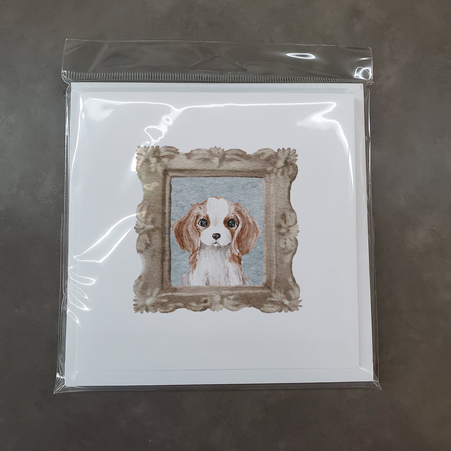 Cavalier King Charles Spaniel Red White Puppy Square Greeting Cards and Envelopes Pack of 8 - the-store.com