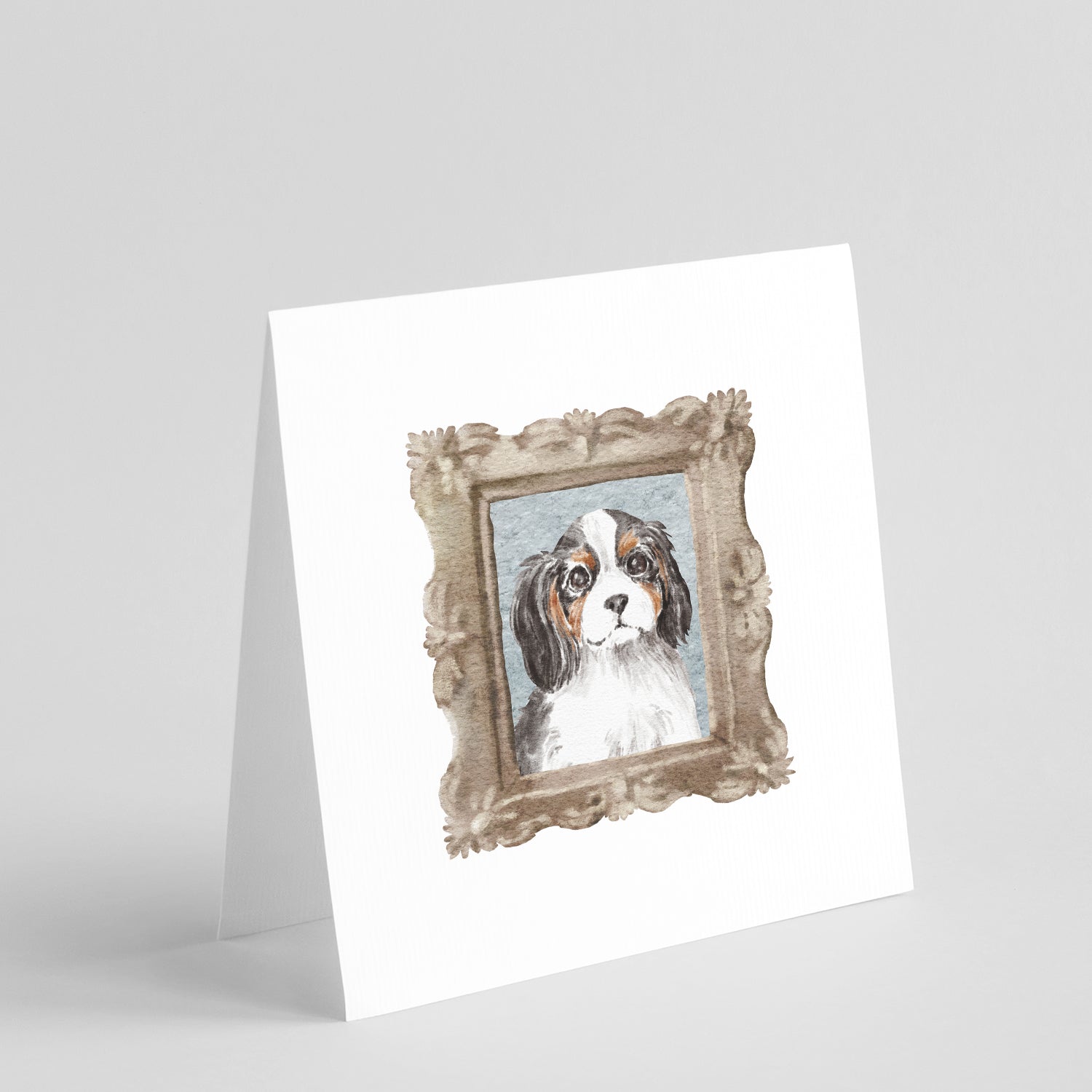 Buy this Cavalier King Charles Spaniel Tricolor Puppy Square Greeting Cards and Envelopes Pack of 8