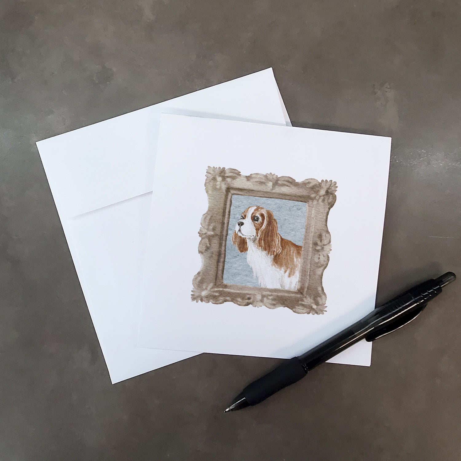 Buy this Cavalier King Charles Spaniel Red White Side View Square Greeting Cards and Envelopes Pack of 8