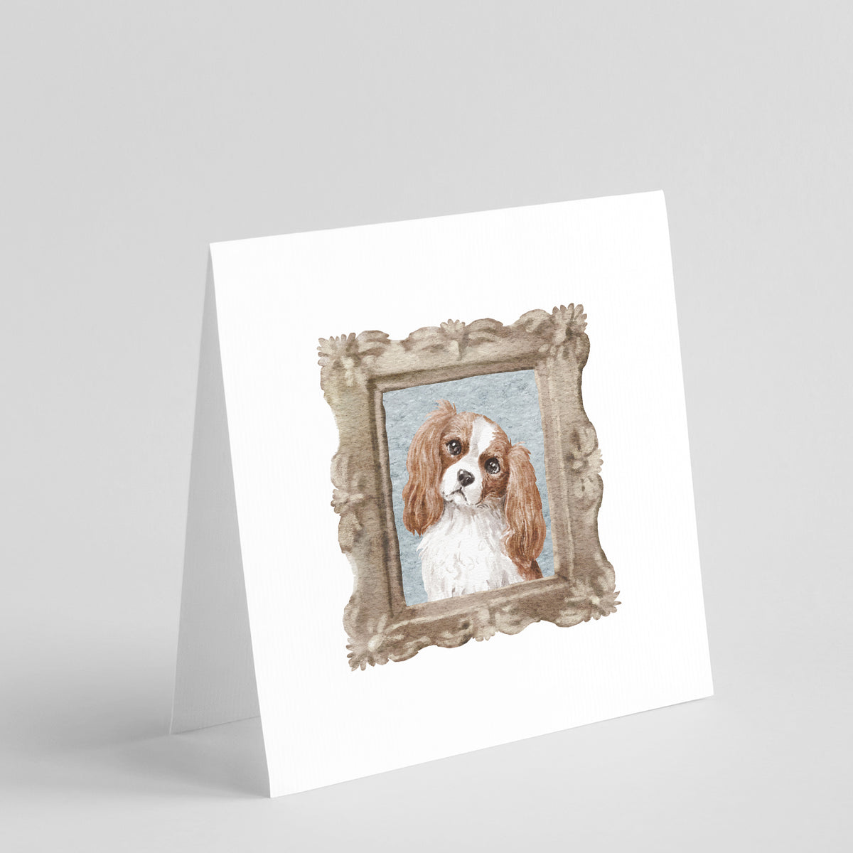 Buy this Cavalier King Charles Spaniel Red White Head Tilt Square Greeting Cards and Envelopes Pack of 8