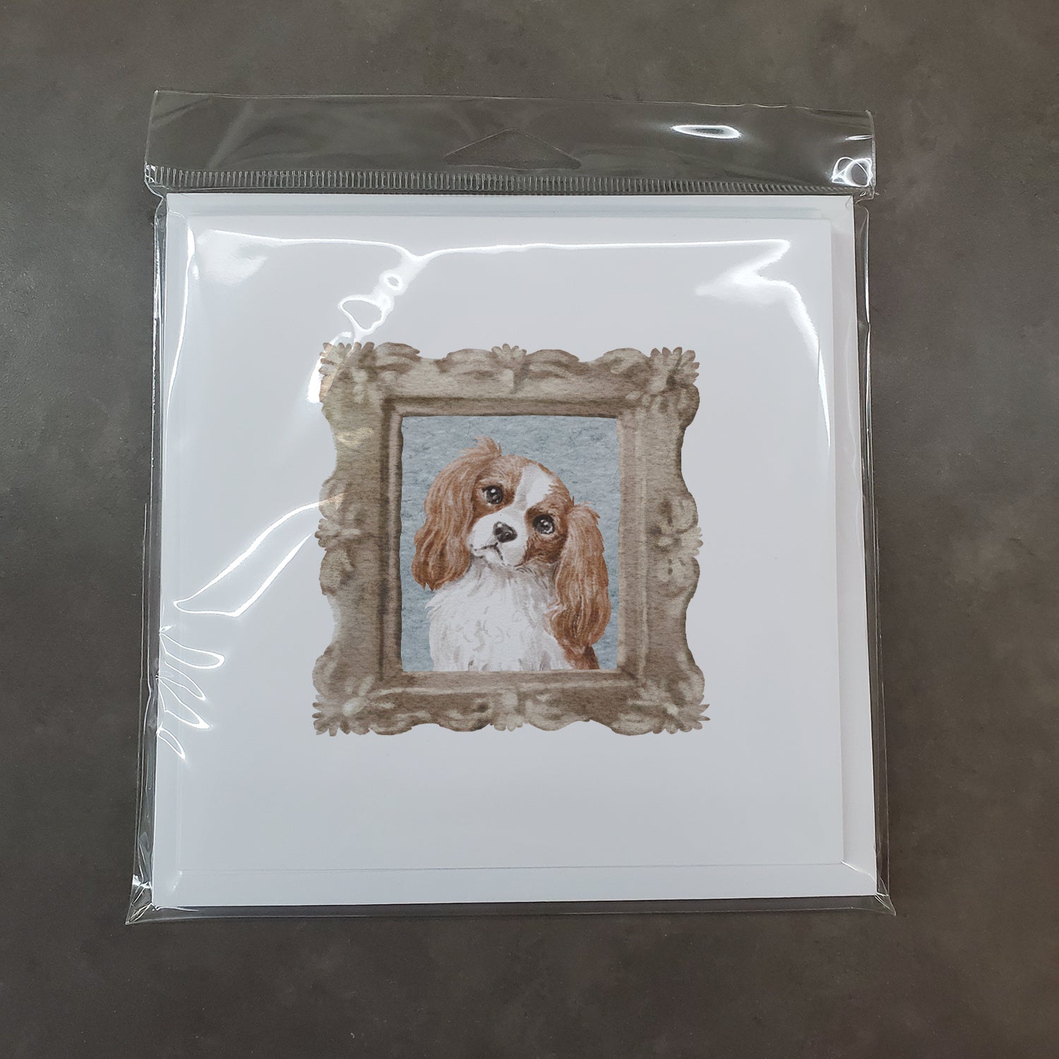 Cavalier King Charles Spaniel Red White Head Tilt Square Greeting Cards and Envelopes Pack of 8 - the-store.com