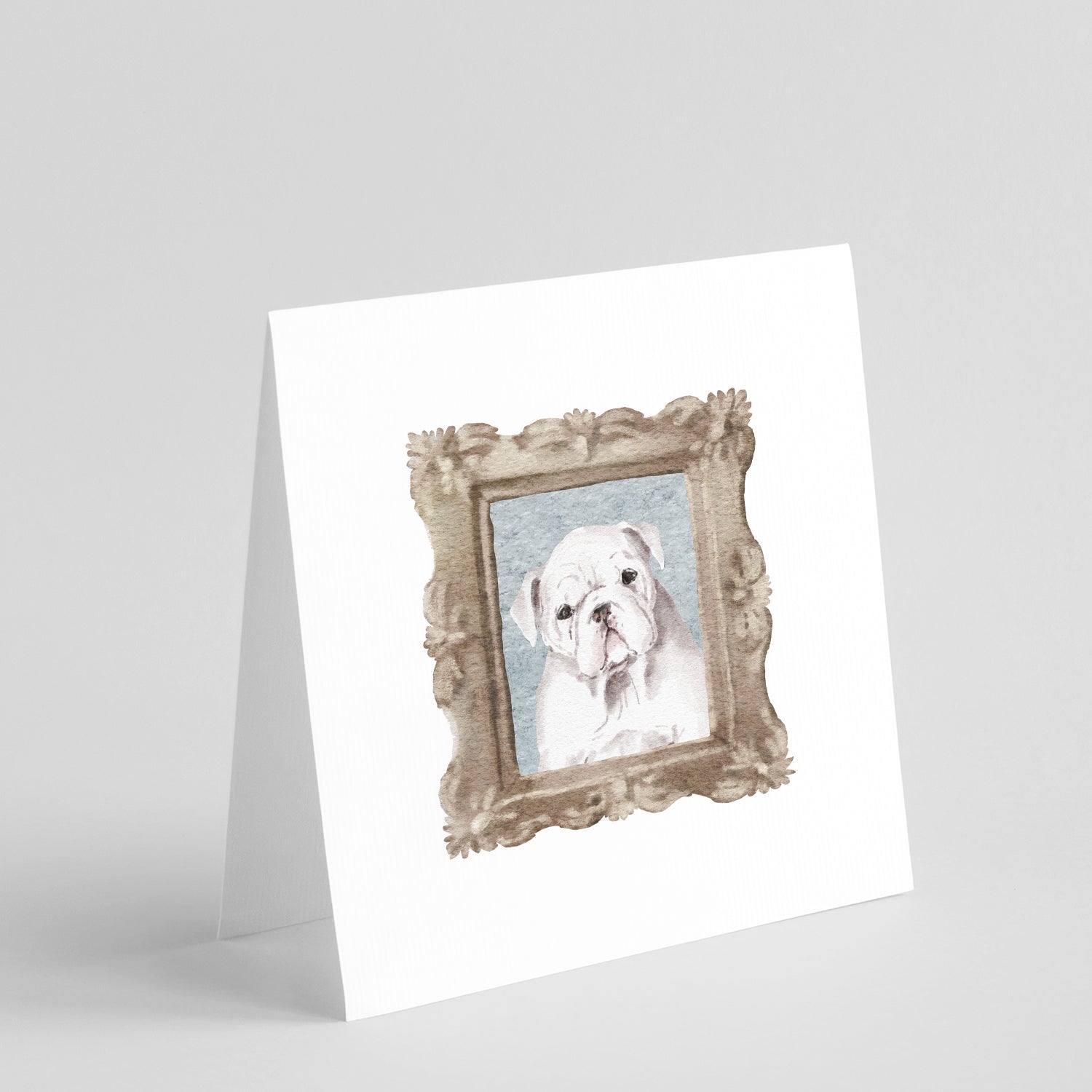 Buy this English Bulldog White Puppy Square Greeting Cards and Envelopes Pack of 8