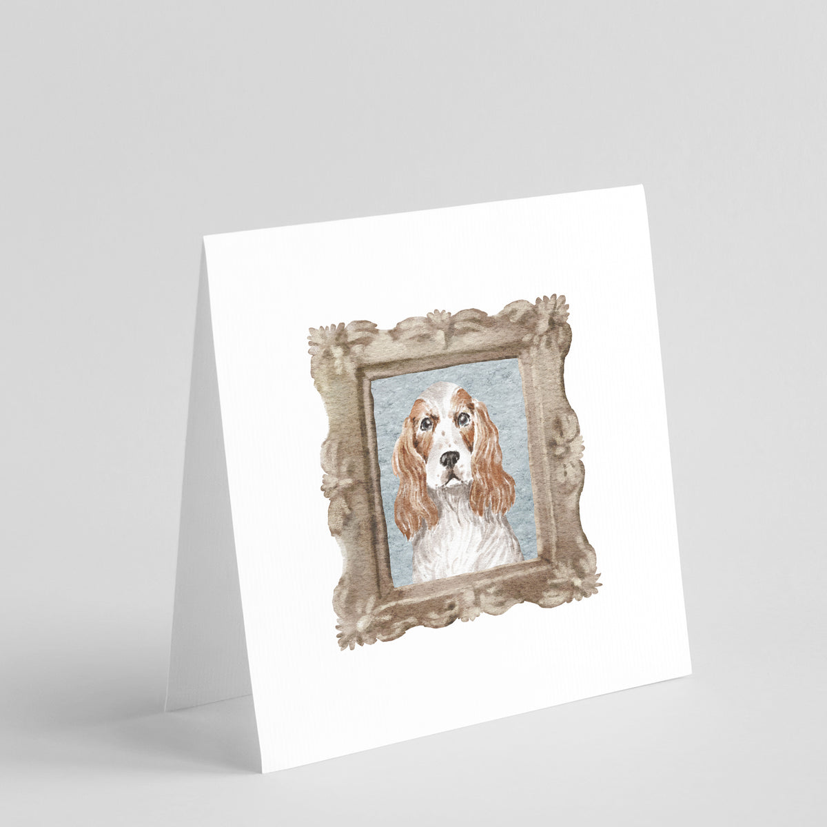 Buy this English Cocker Spaniel Red White Front View Square Greeting Cards and Envelopes Pack of 8