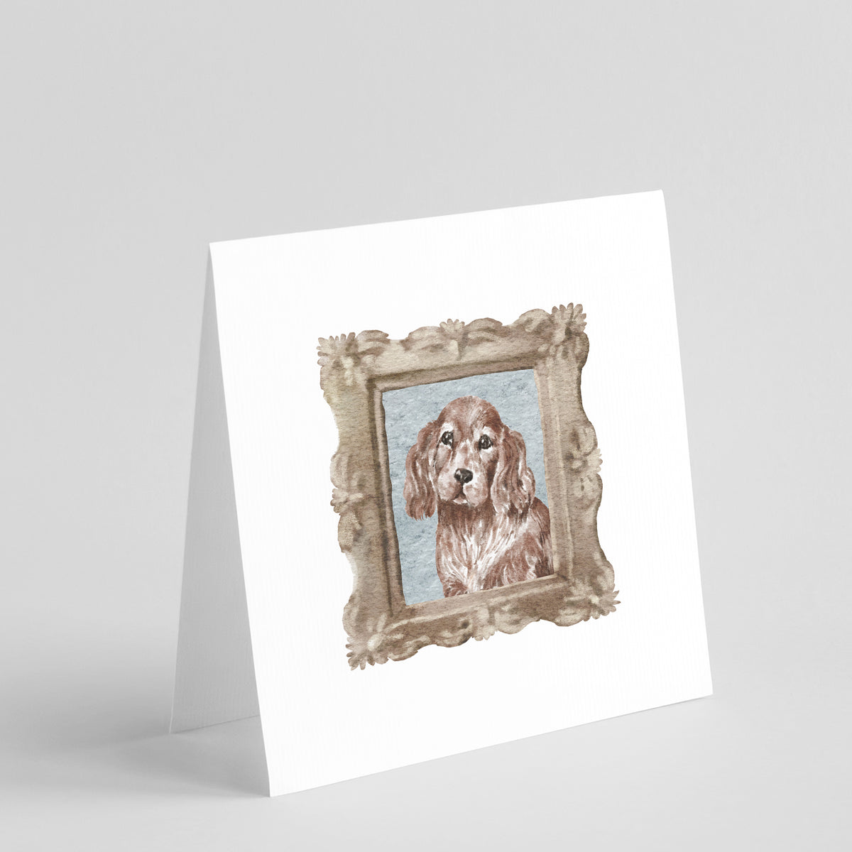 Buy this English Cocker Spaniel Red Front View Square Greeting Cards and Envelopes Pack of 8