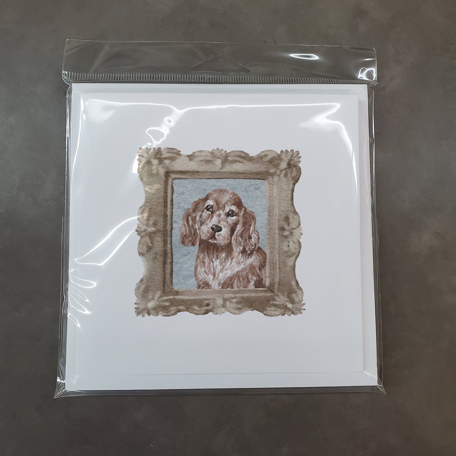 English Cocker Spaniel Red Front View Square Greeting Cards and Envelopes Pack of 8 - the-store.com