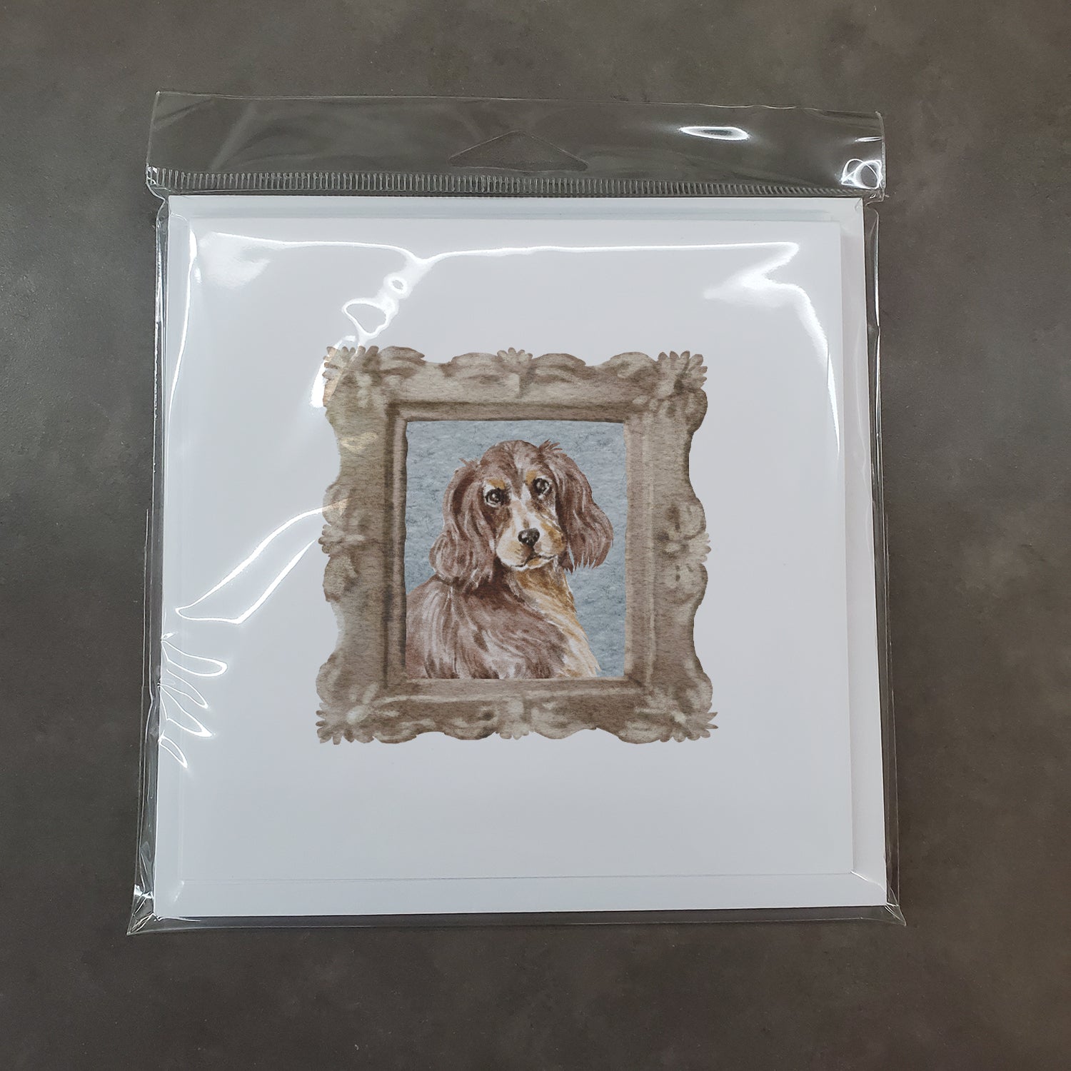 English Cocker Spaniel Liver Tan Front View Square Greeting Cards and Envelopes Pack of 8 - the-store.com