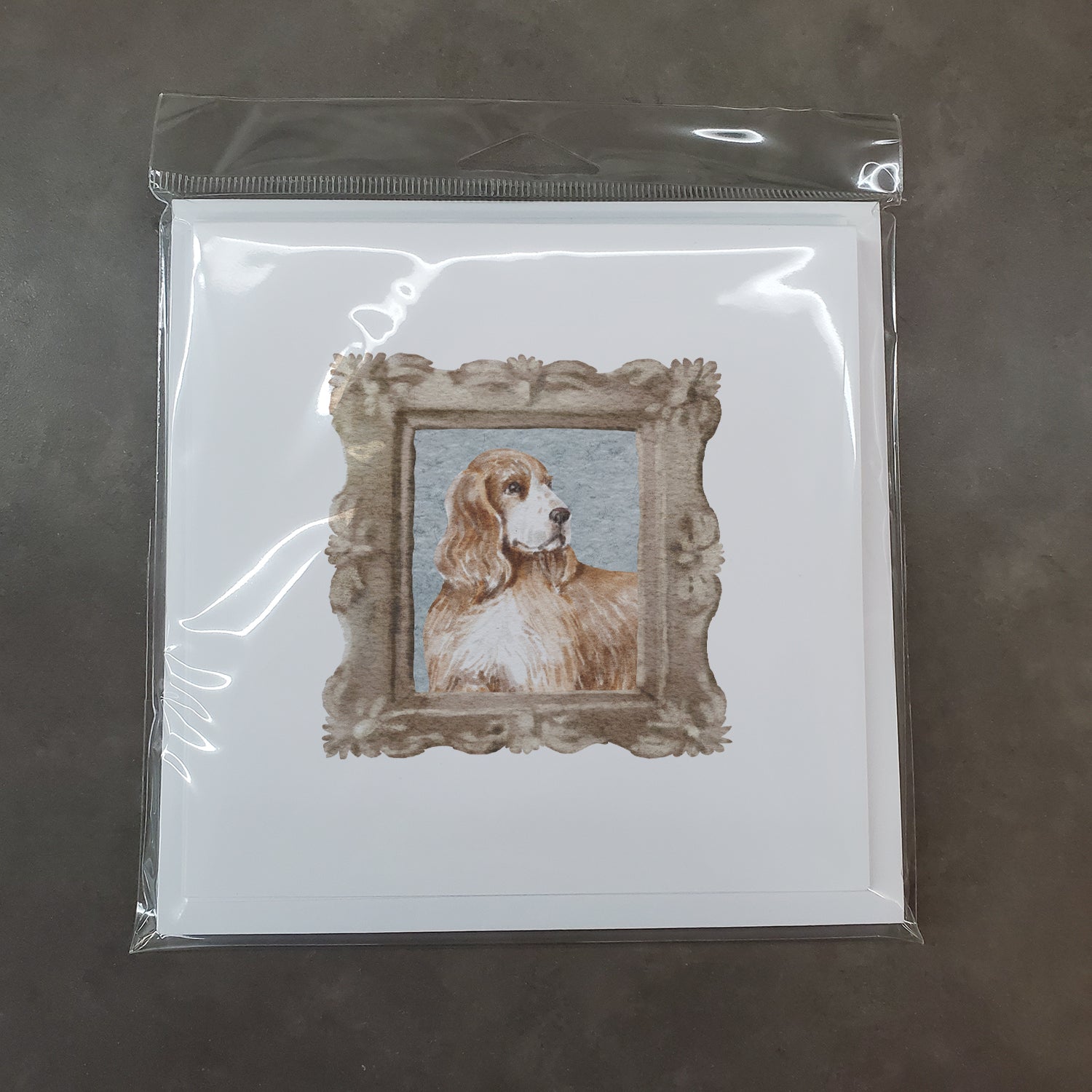 English Cocker Spaniel Golden Side View Square Greeting Cards and Envelopes Pack of 8 - the-store.com