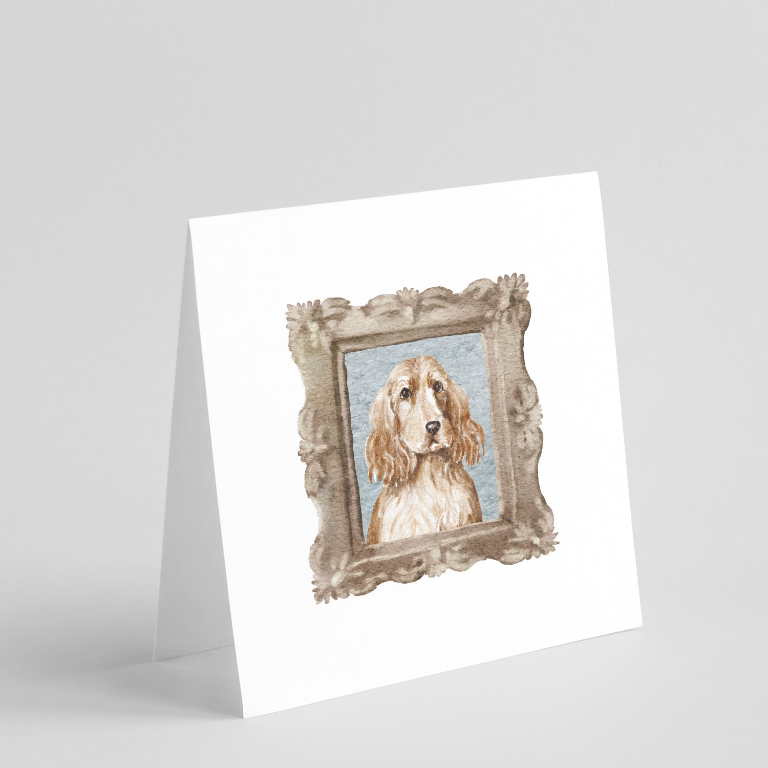 Buy this English Cocker Spaniel Golden Front View Square Greeting Cards and Envelopes Pack of 8
