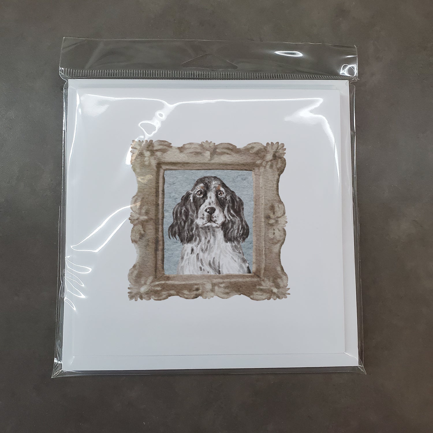 English Cocker Spaniel Speckled Front View Square Greeting Cards and Envelopes Pack of 8 - the-store.com