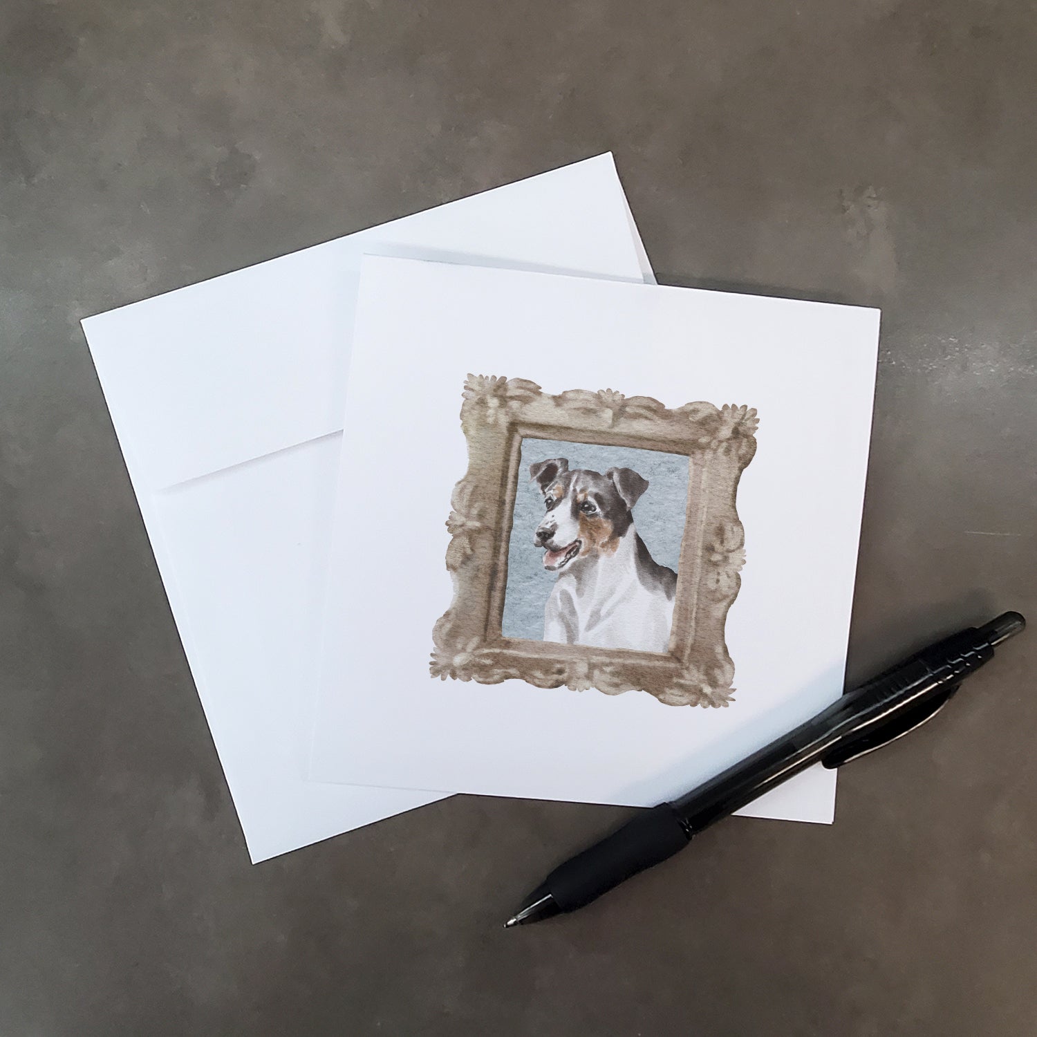 Jack Russell Terrier Tricolor Smile Square Greeting Cards and Envelopes Pack of 8 - the-store.com