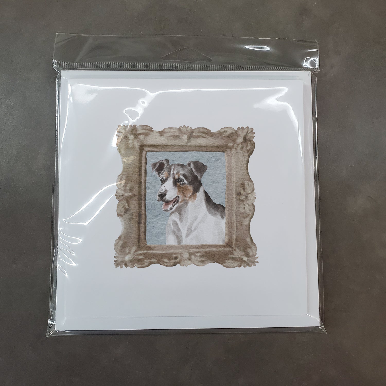 Jack Russell Terrier Tricolor Smile Square Greeting Cards and Envelopes Pack of 8 - the-store.com