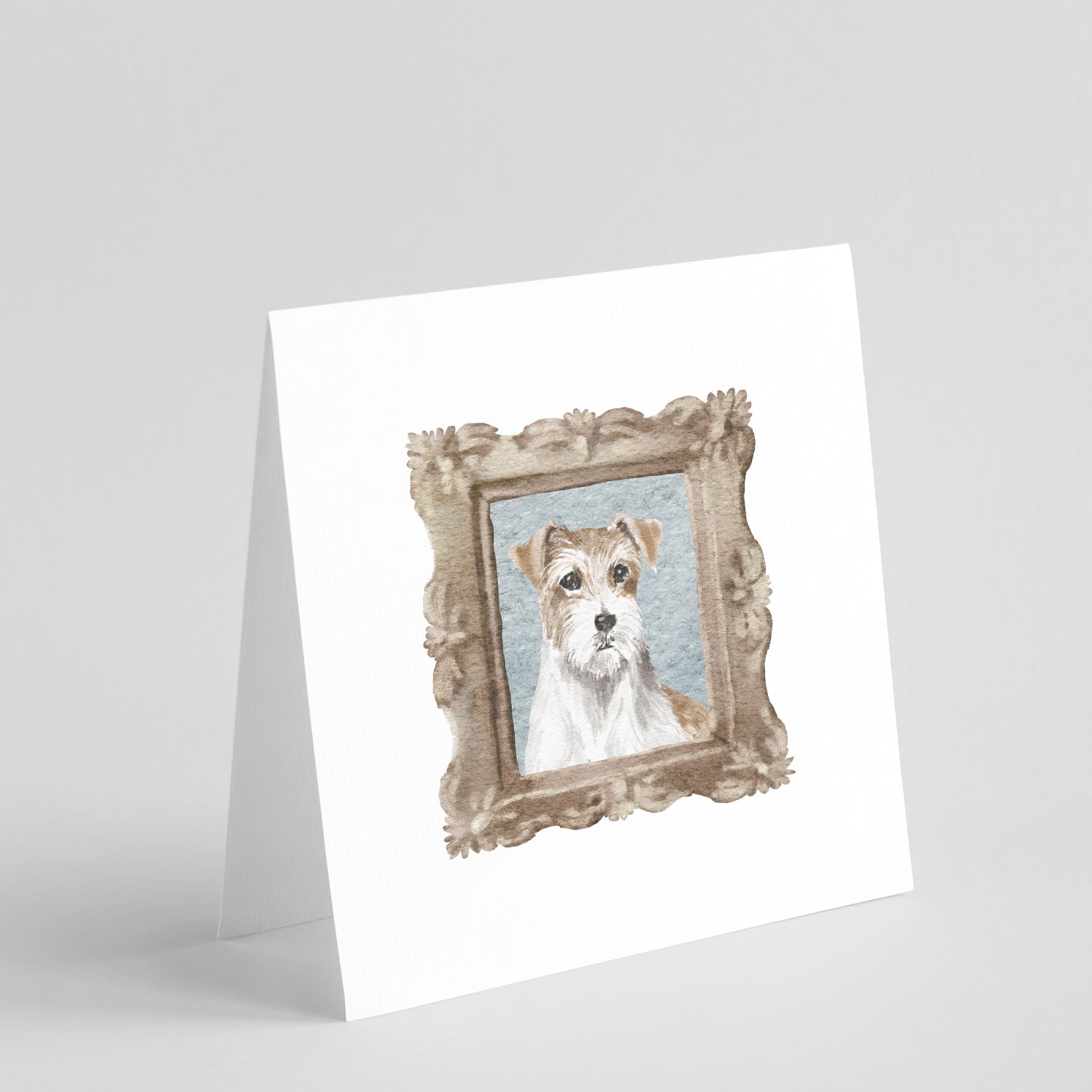 Buy this Jack Russell Terrier Tan White Front View Square Greeting Cards and Envelopes Pack of 8