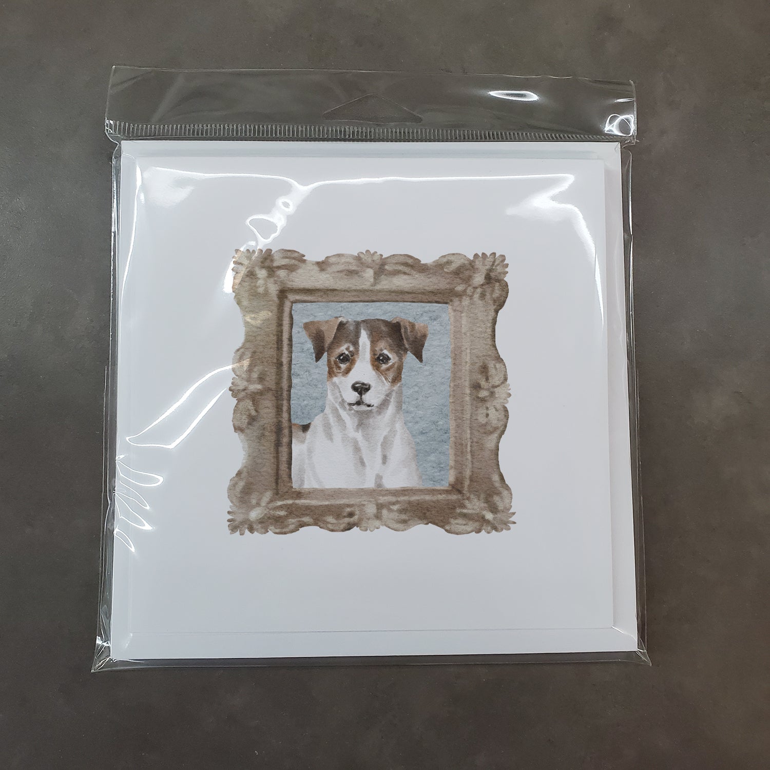 Jack Russell Terrier Tricolor Front View 2 Square Greeting Cards and Envelopes Pack of 8 - the-store.com