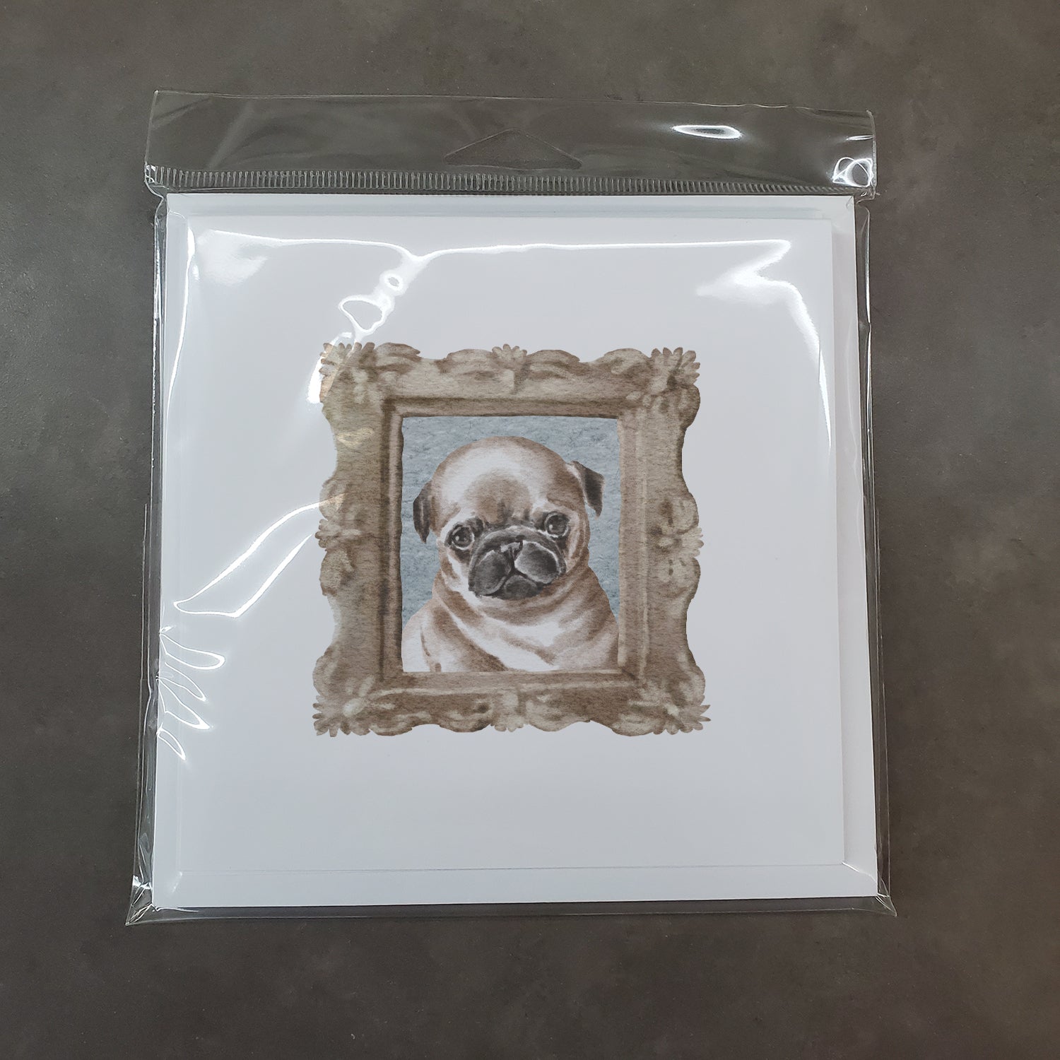 Pug Fawn Puppy Square Greeting Cards and Envelopes Pack of 8 - the-store.com