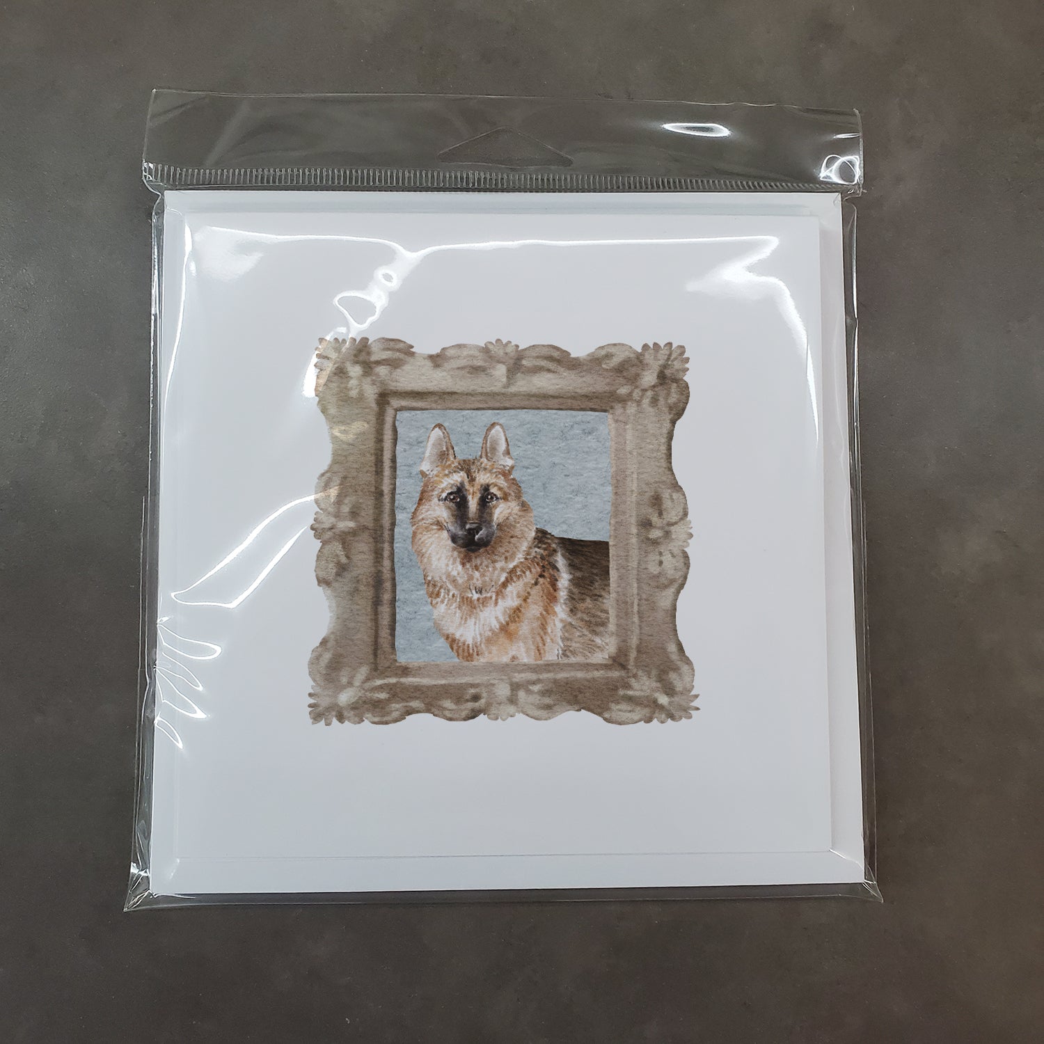 German Shepherd Front View Square Greeting Cards and Envelopes Pack of 8 - the-store.com