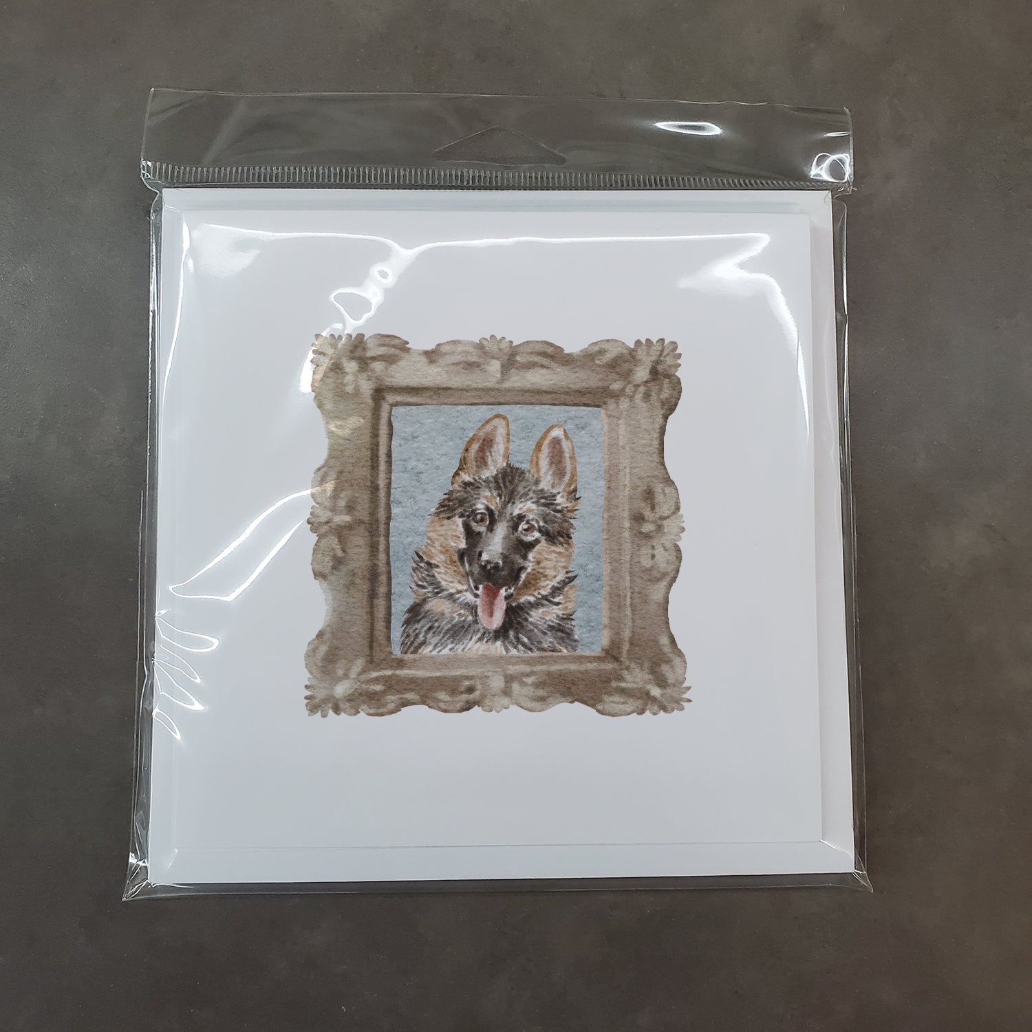 German Shepherd Smile Square Greeting Cards and Envelopes Pack of 8 - the-store.com