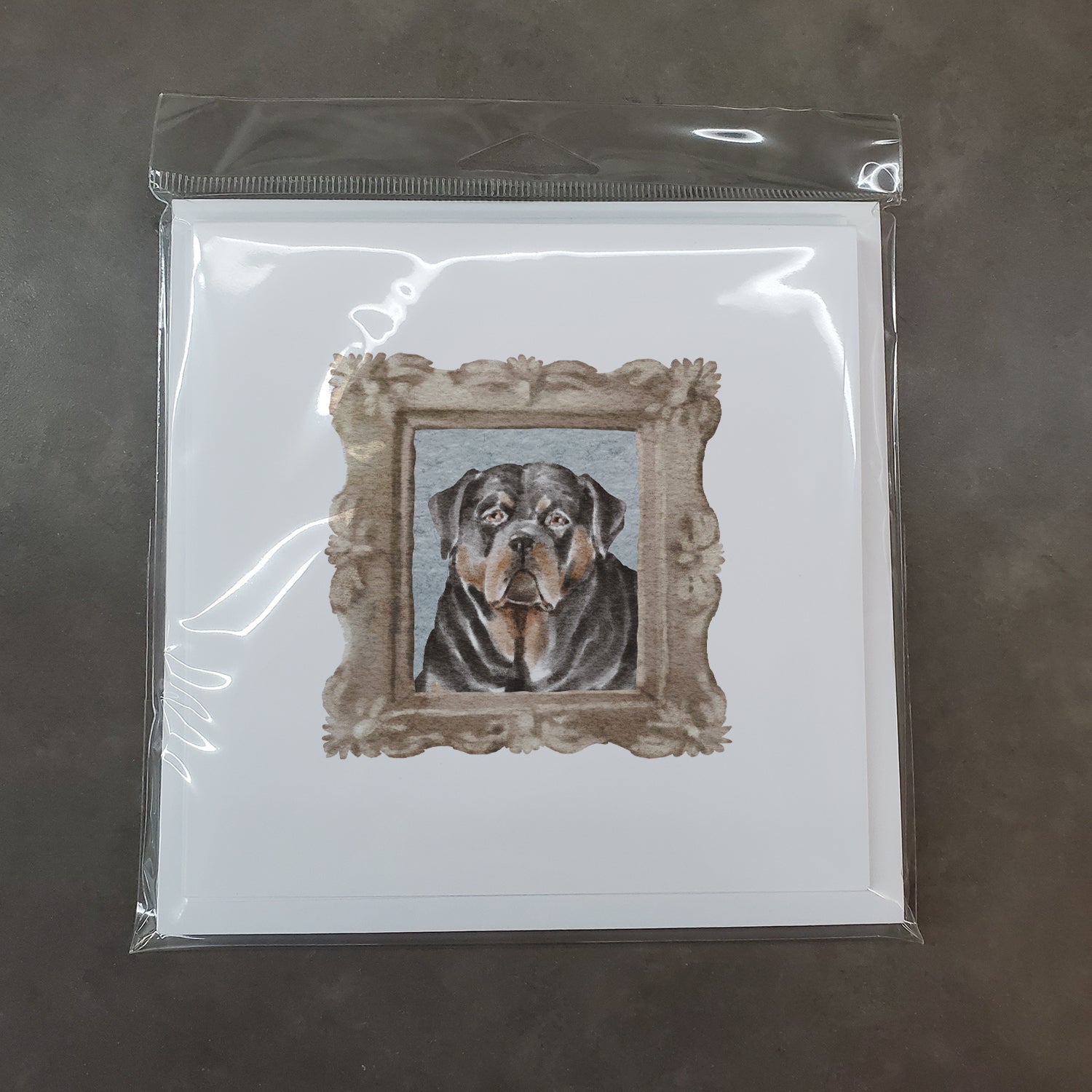 Rottweiler Front View Square Greeting Cards and Envelopes Pack of 8 - the-store.com