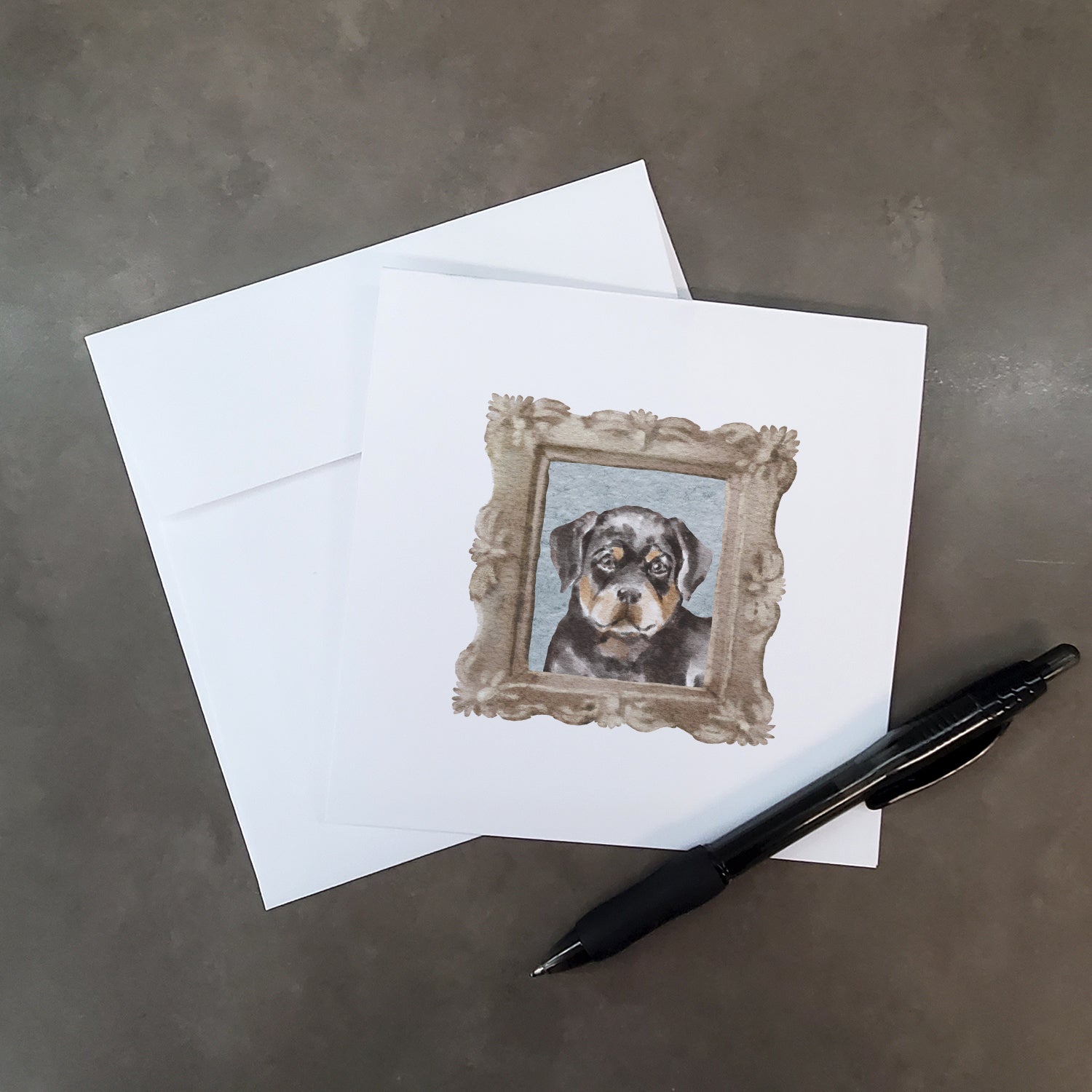 Buy this Rottweiler Puppy Front View Square Greeting Cards and Envelopes Pack of 8