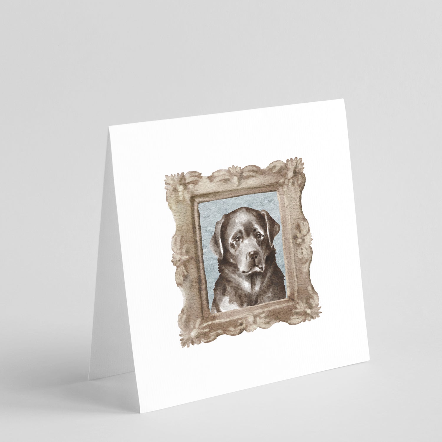Buy this Labrador Retriever Black Front View Square Greeting Cards and Envelopes Pack of 8