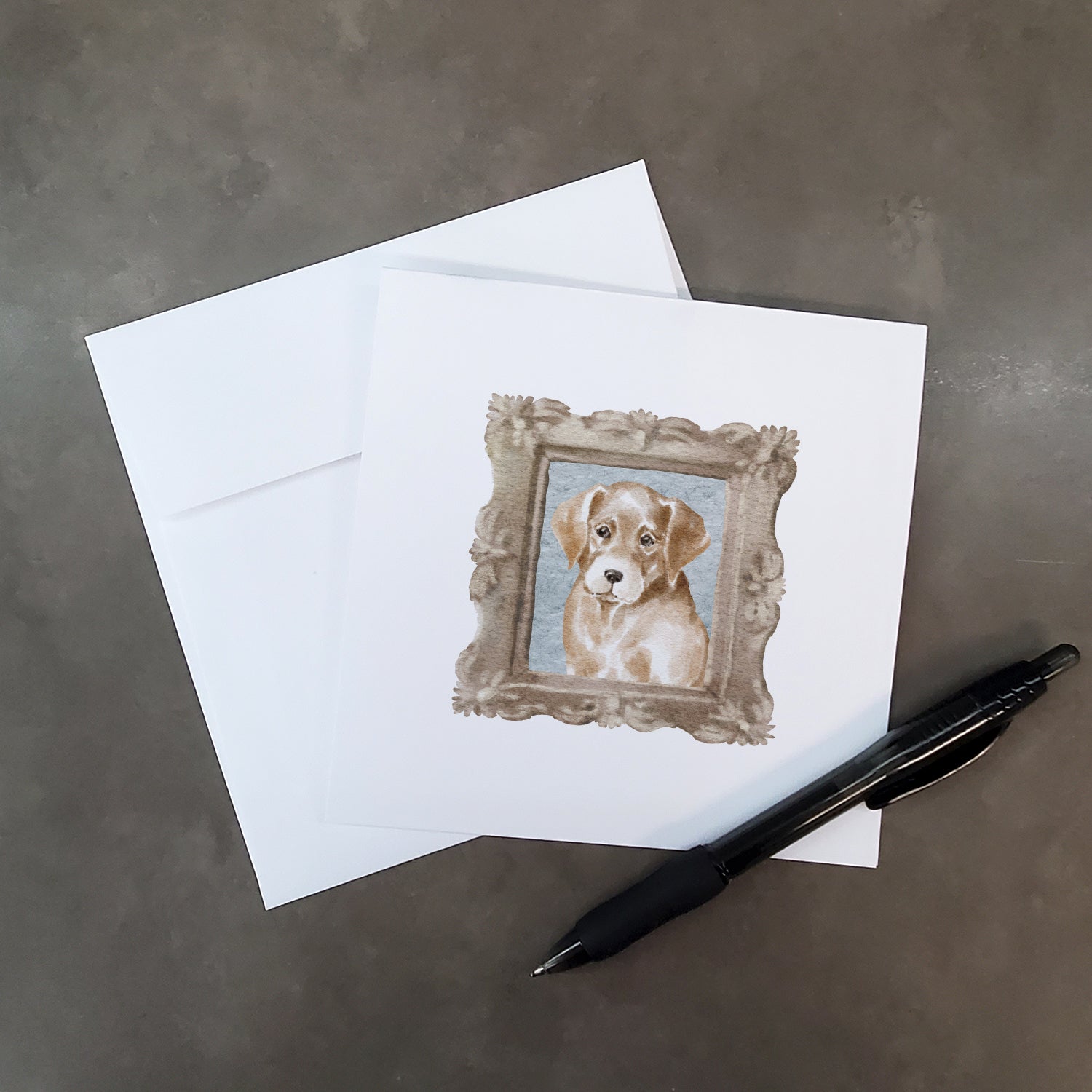 Buy this Labrador Retriever Yellow Puppy Front View Square Greeting Cards and Envelopes Pack of 8