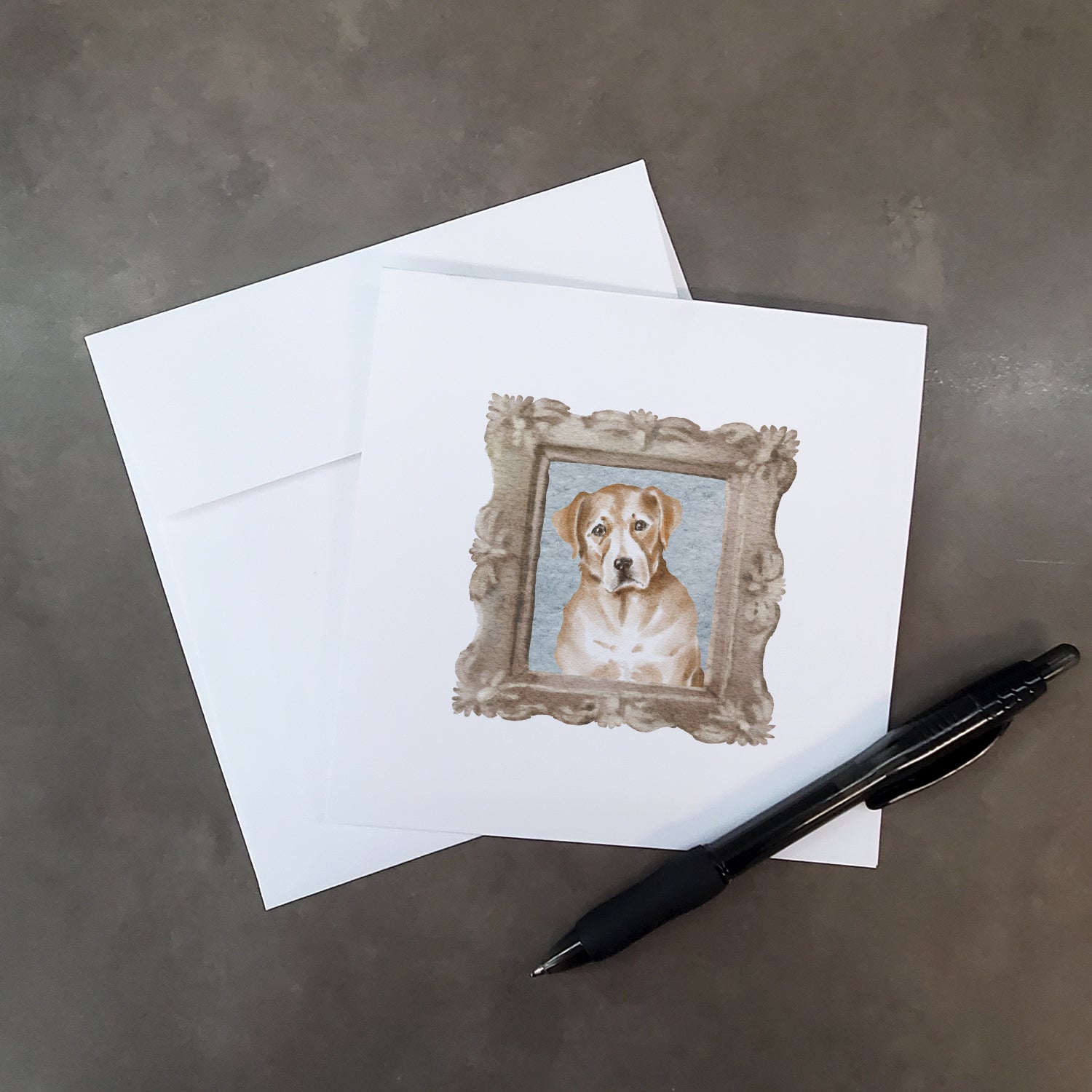 Labrador Retriever Yellow Head Tilt Square Greeting Cards and Envelopes Pack of 8 - the-store.com