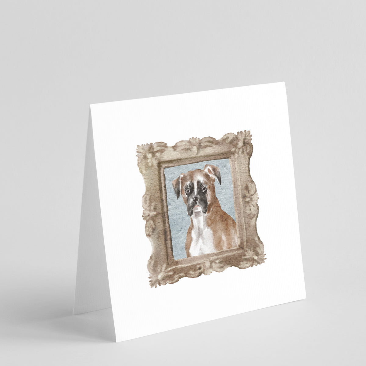 Buy this Boxer Fawn Listening Ear Square Greeting Cards and Envelopes Pack of 8