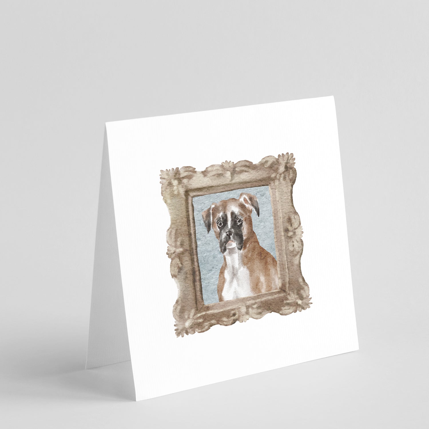 Buy this Boxer Fawn Listening Ear Square Greeting Cards and Envelopes Pack of 8