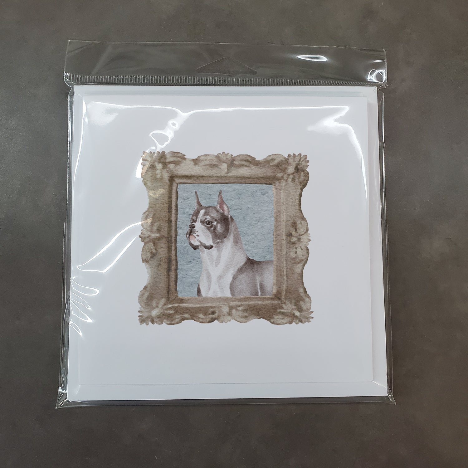 Boxer Cropped Ears Square Greeting Cards and Envelopes Pack of 8 - the-store.com