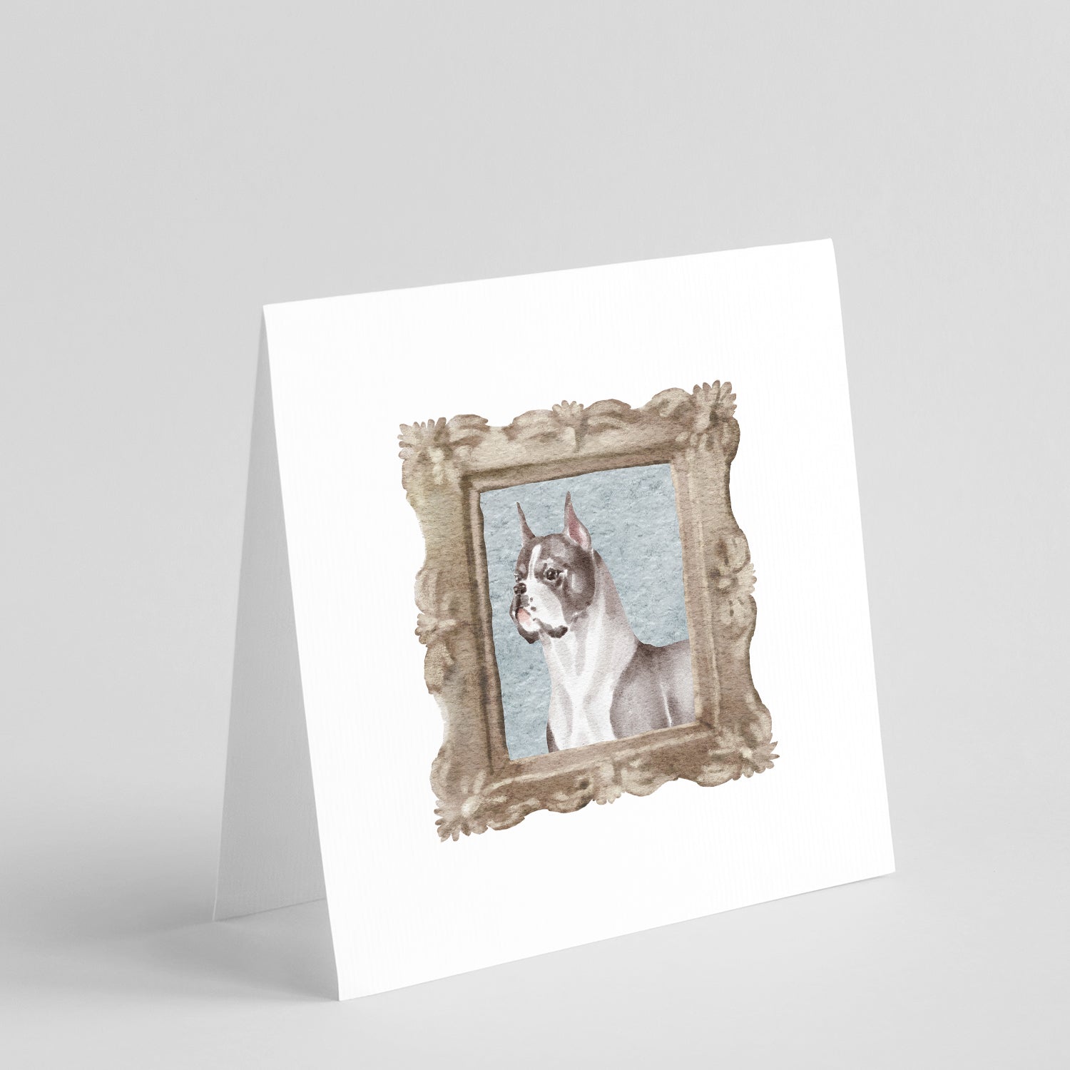 Buy this Boxer Cropped Ears Square Greeting Cards and Envelopes Pack of 8