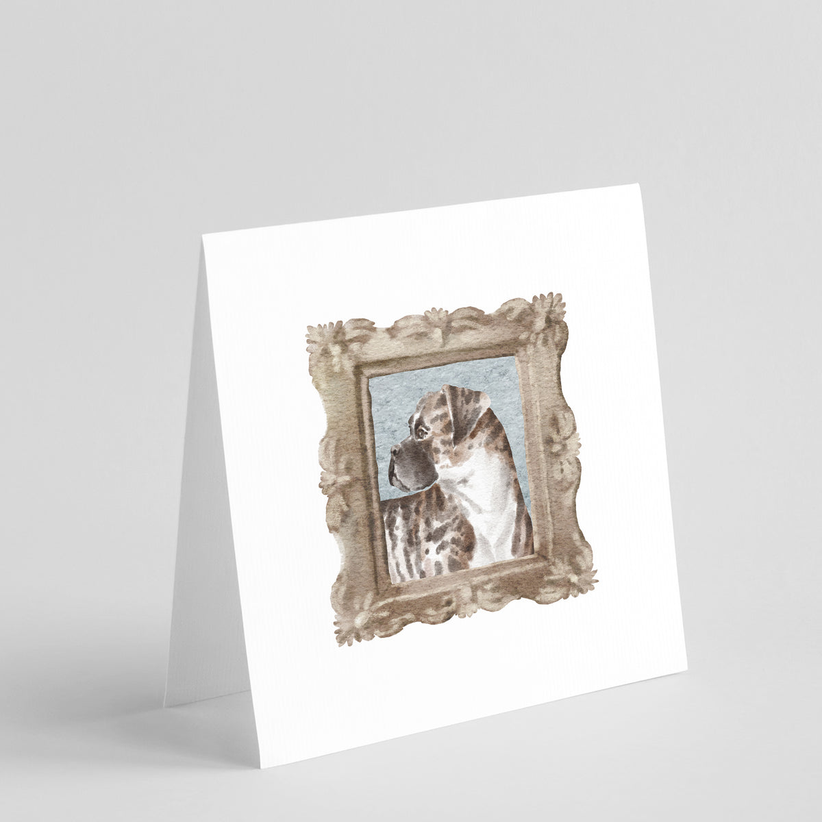 Buy this Boxer Brindle Side View Square Greeting Cards and Envelopes Pack of 8