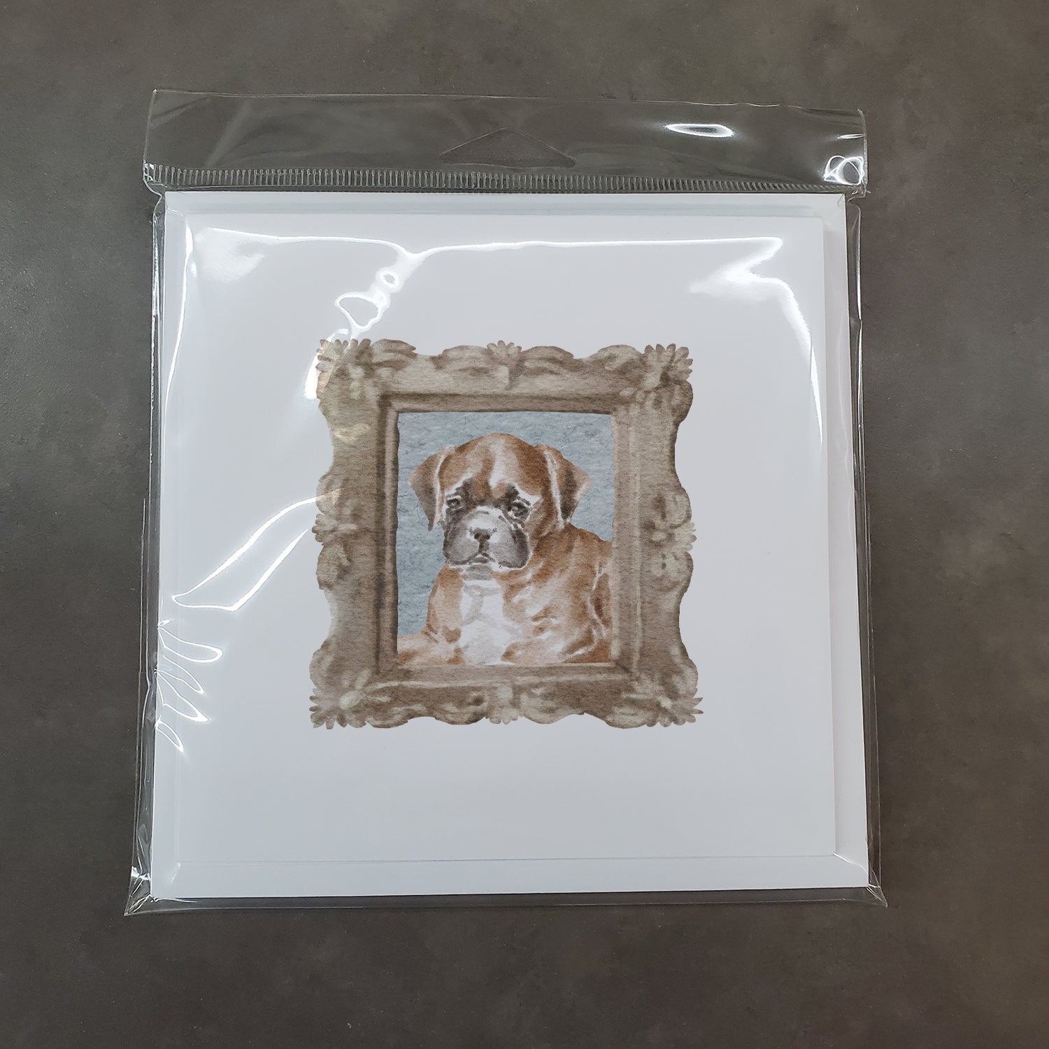 Boxer Fawn Puppy 2 Square Greeting Cards and Envelopes Pack of 8 - the-store.com