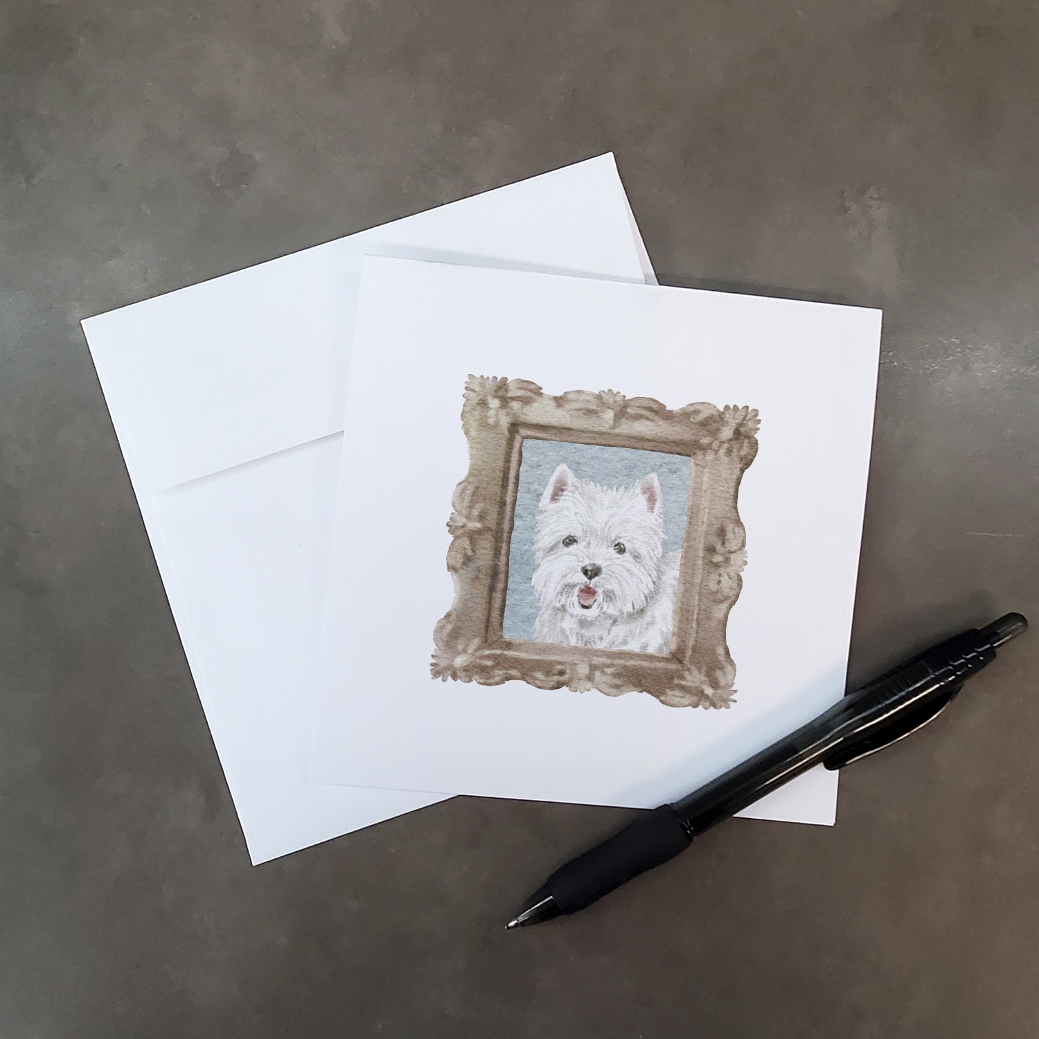 West Highland White Terrier Smile Square Greeting Cards and Envelopes Pack of 8 - the-store.com