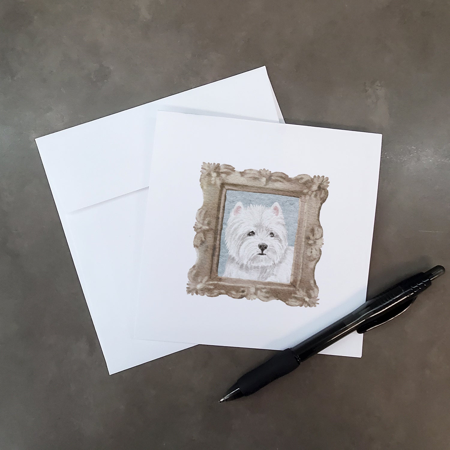 West Highland White Terrier Front View Square Greeting Cards and Envelopes Pack of 8 - the-store.com