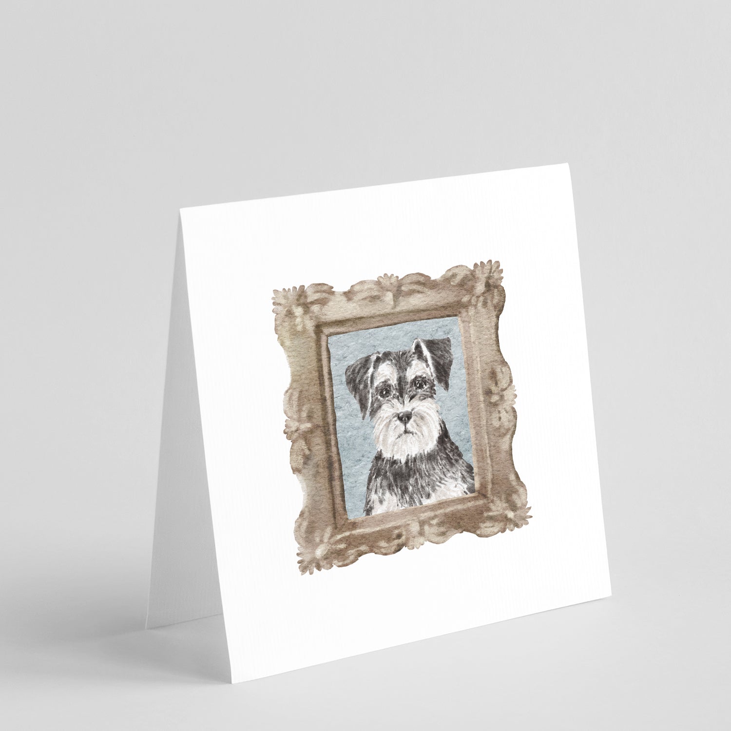 Buy this Schnauzer Grey Front View Square Greeting Cards and Envelopes Pack of 8