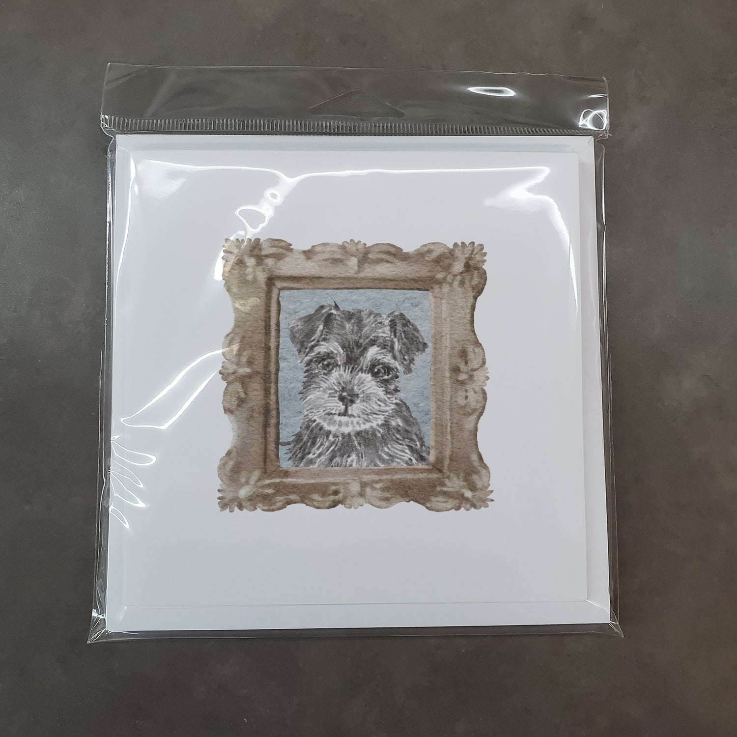 Schnauzer Grey Puppy Square Greeting Cards and Envelopes Pack of 8 - the-store.com