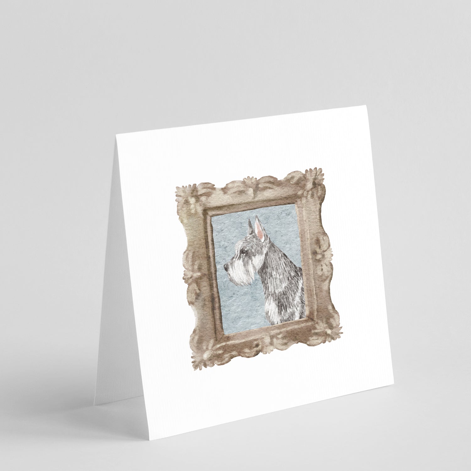 Buy this Schnauzer Side View 3 Square Greeting Cards and Envelopes Pack of 8