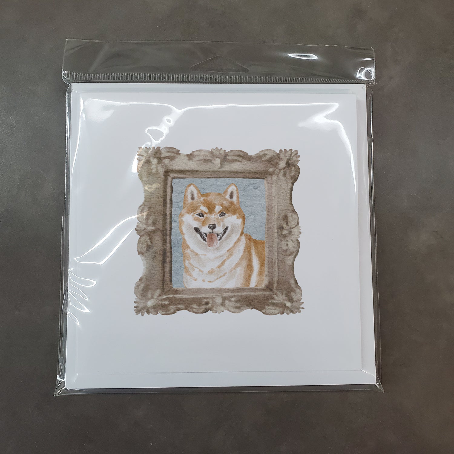 Shiba Inu Red Front View Square Greeting Cards and Envelopes Pack of 8 - the-store.com