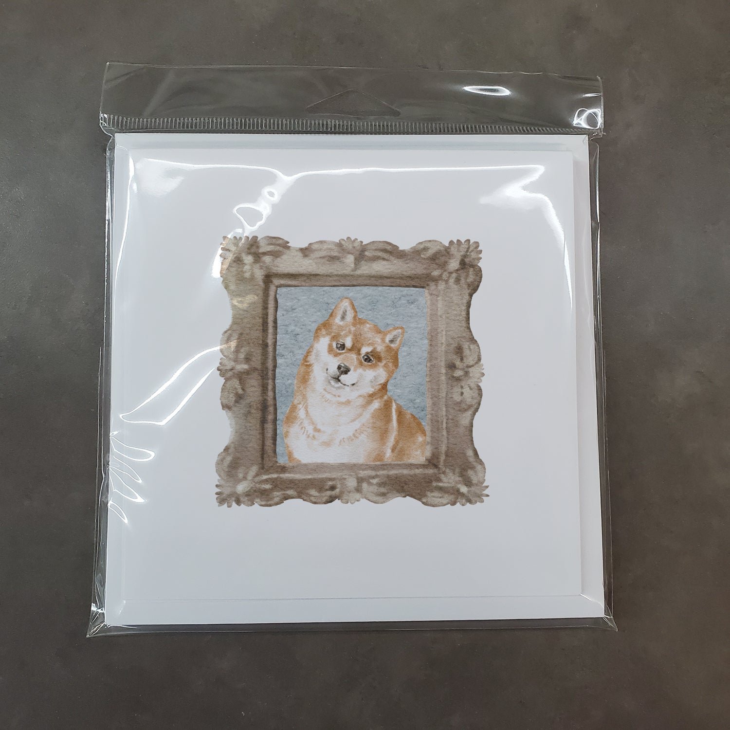 Shiba Inu Red Head Tilt Square Greeting Cards and Envelopes Pack of 8 - the-store.com